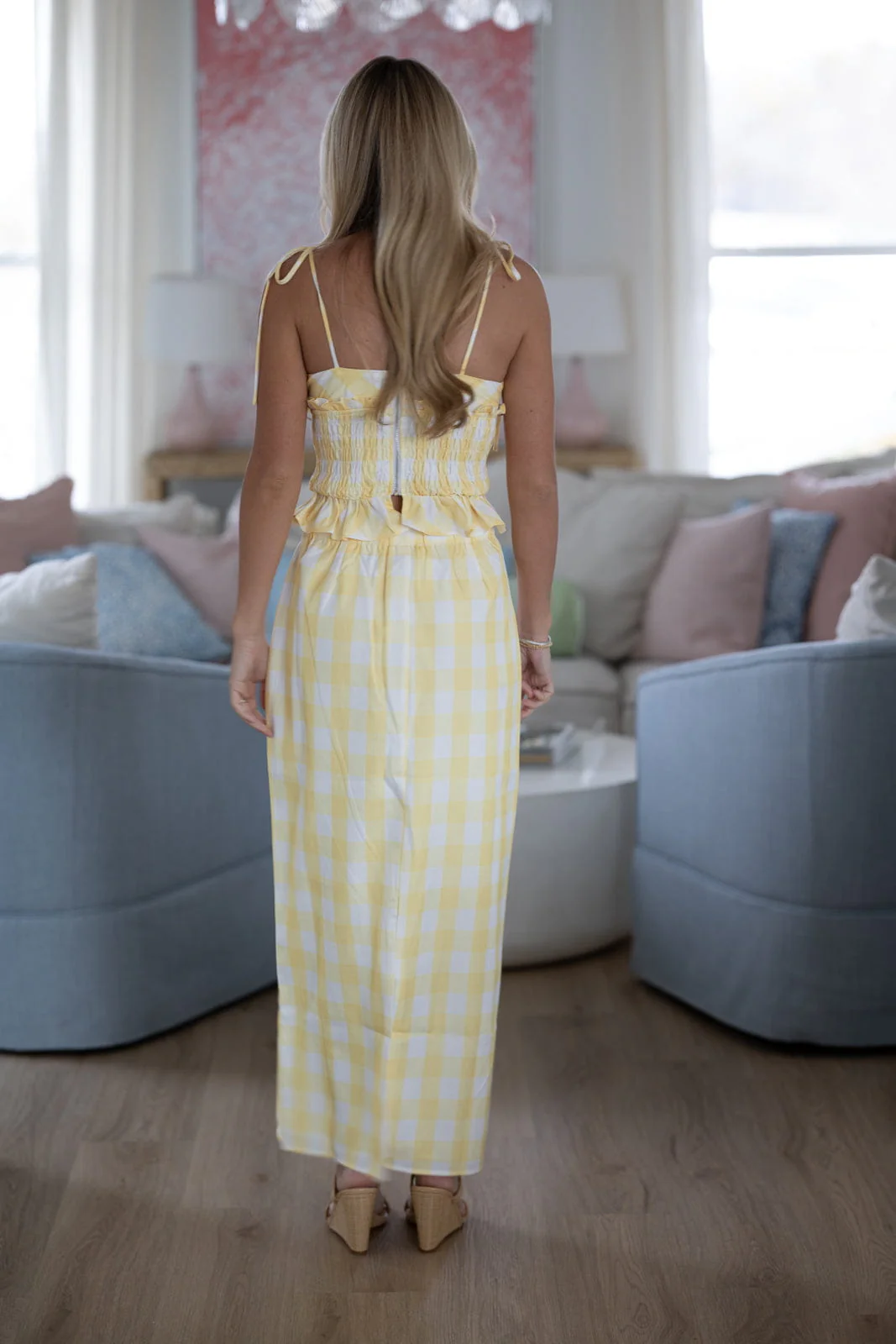 2 Cute 2 Handle Midi Skirt and Top - Yellow and White - Image 2