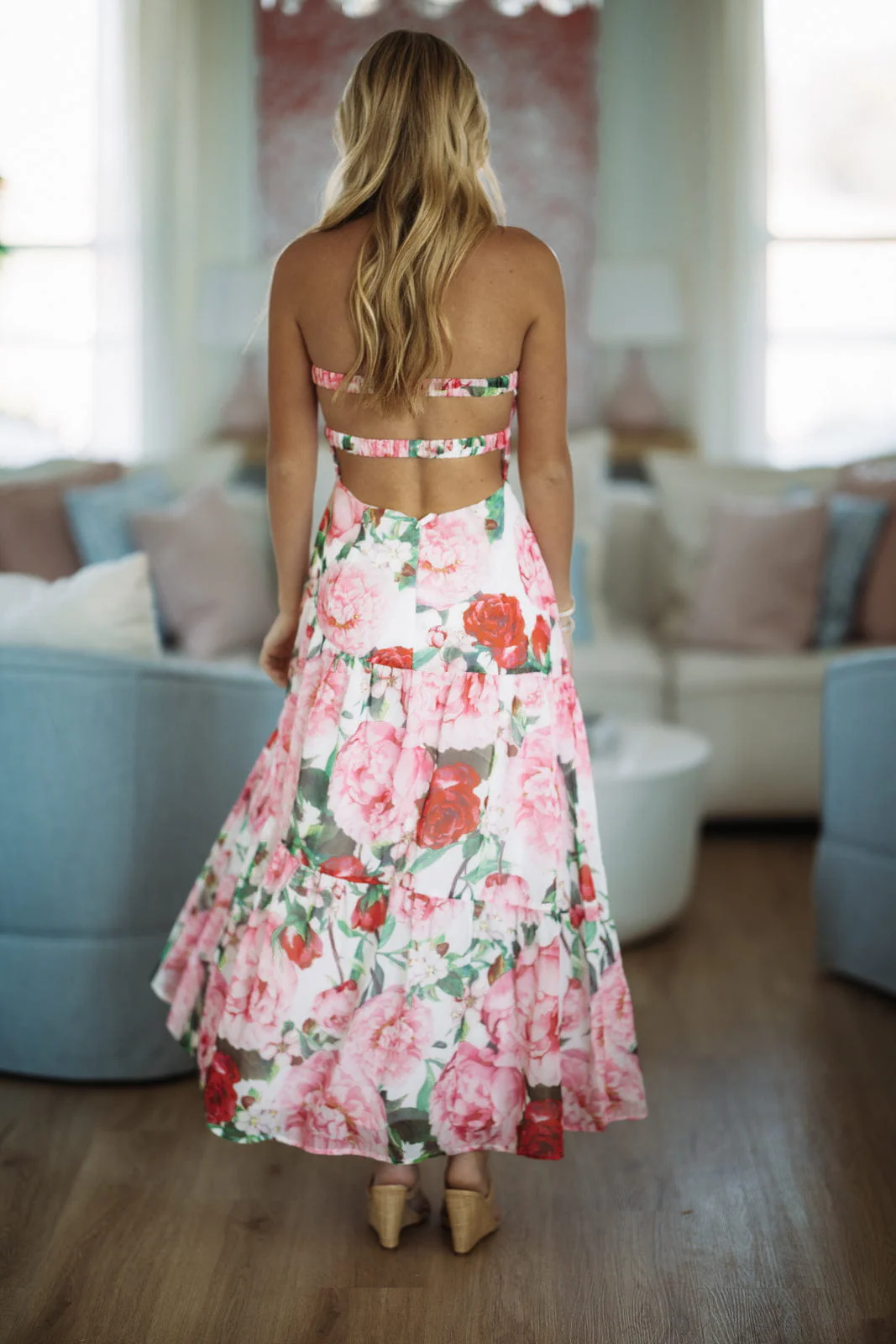 99 Roses Maxi Dress - Red, Pink, White and Green - Image 3