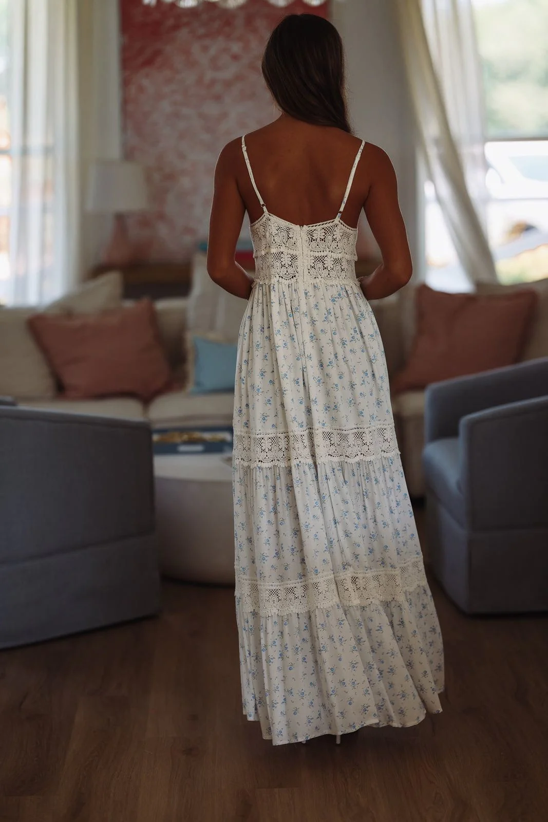 A Blue Moment Maxi Dress - White and Blue - Image 3