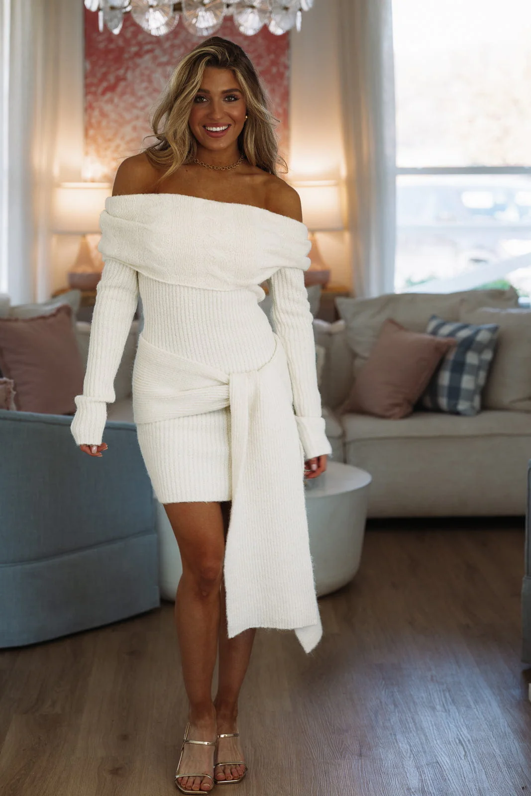 All Or Nothing Sweater Mini Dress - Ivory - Image 2