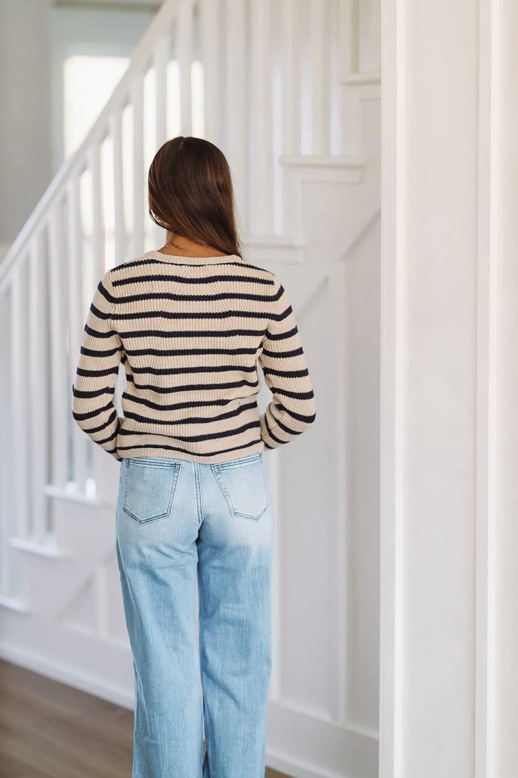 All the Feels Cardigan - Beige and Navy - Image 3