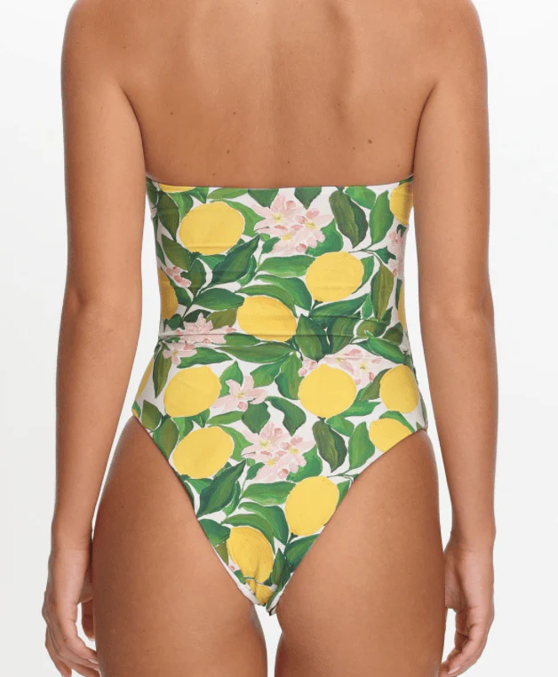 Amalfi Lemon Swim Suit - Lemon Yellow, Green and White - Image 2