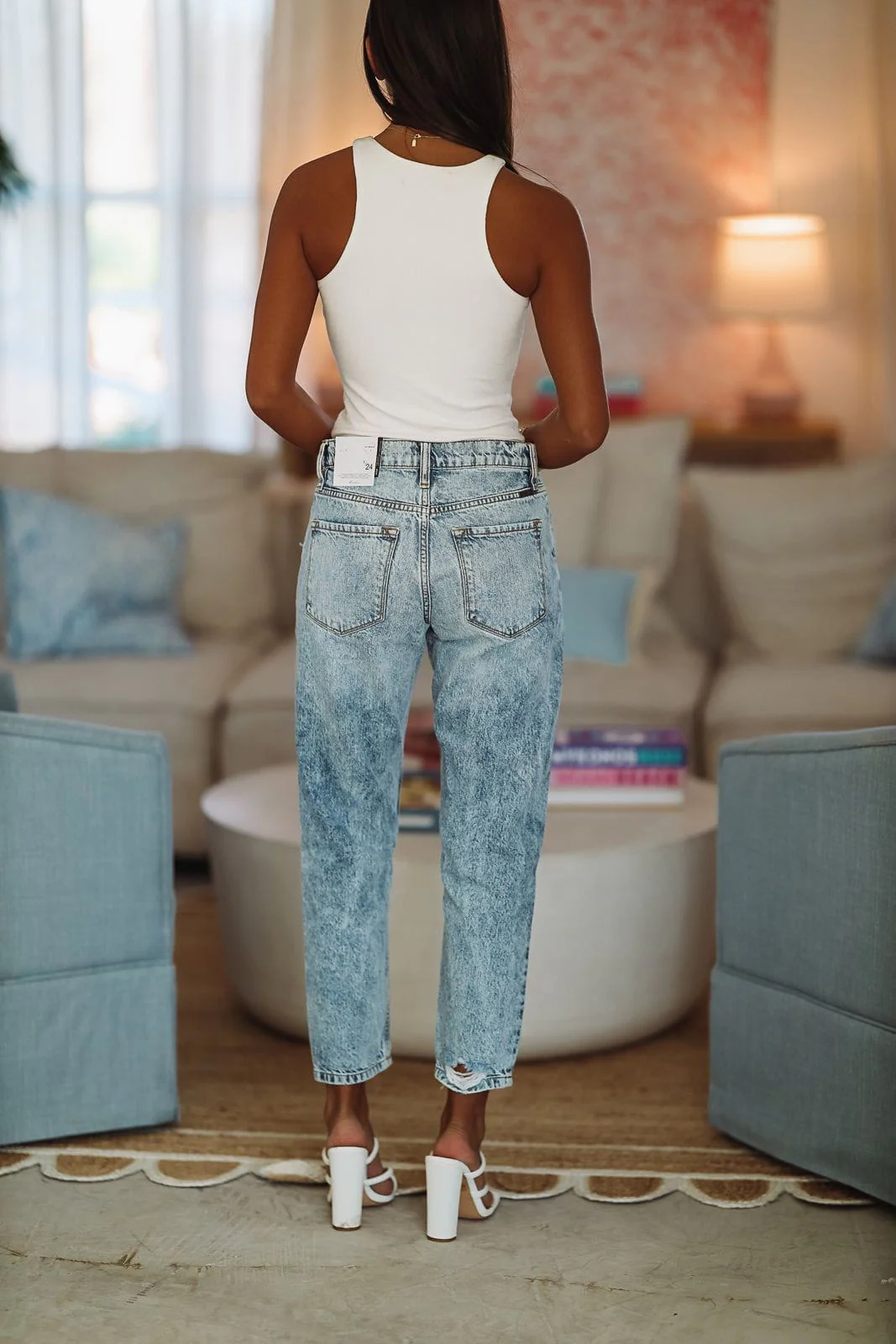 Amelia High Rise Straight Mom Jeans - Medium Wash - Image 3