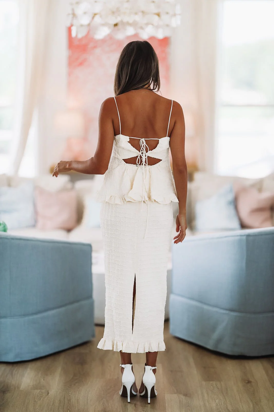 Another Love Crop Top and Midi Skirt Set - Cream - Image 3
