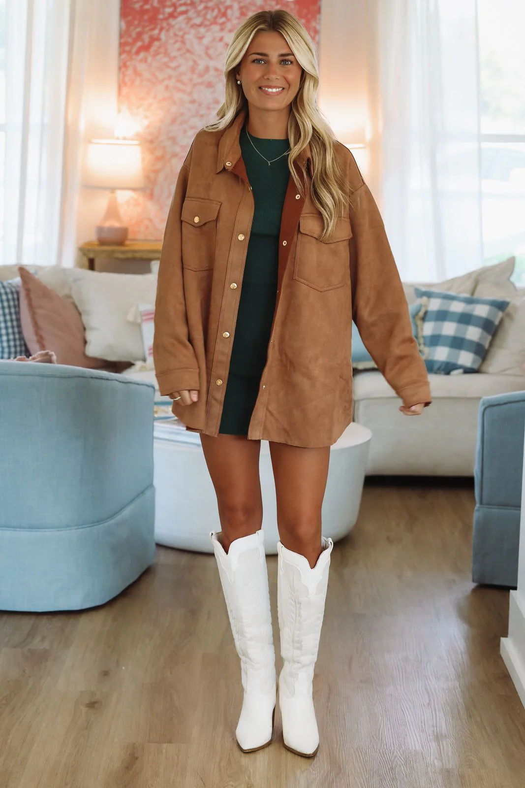 Autumn Cider Button Down Shacket - Camel - Image 3