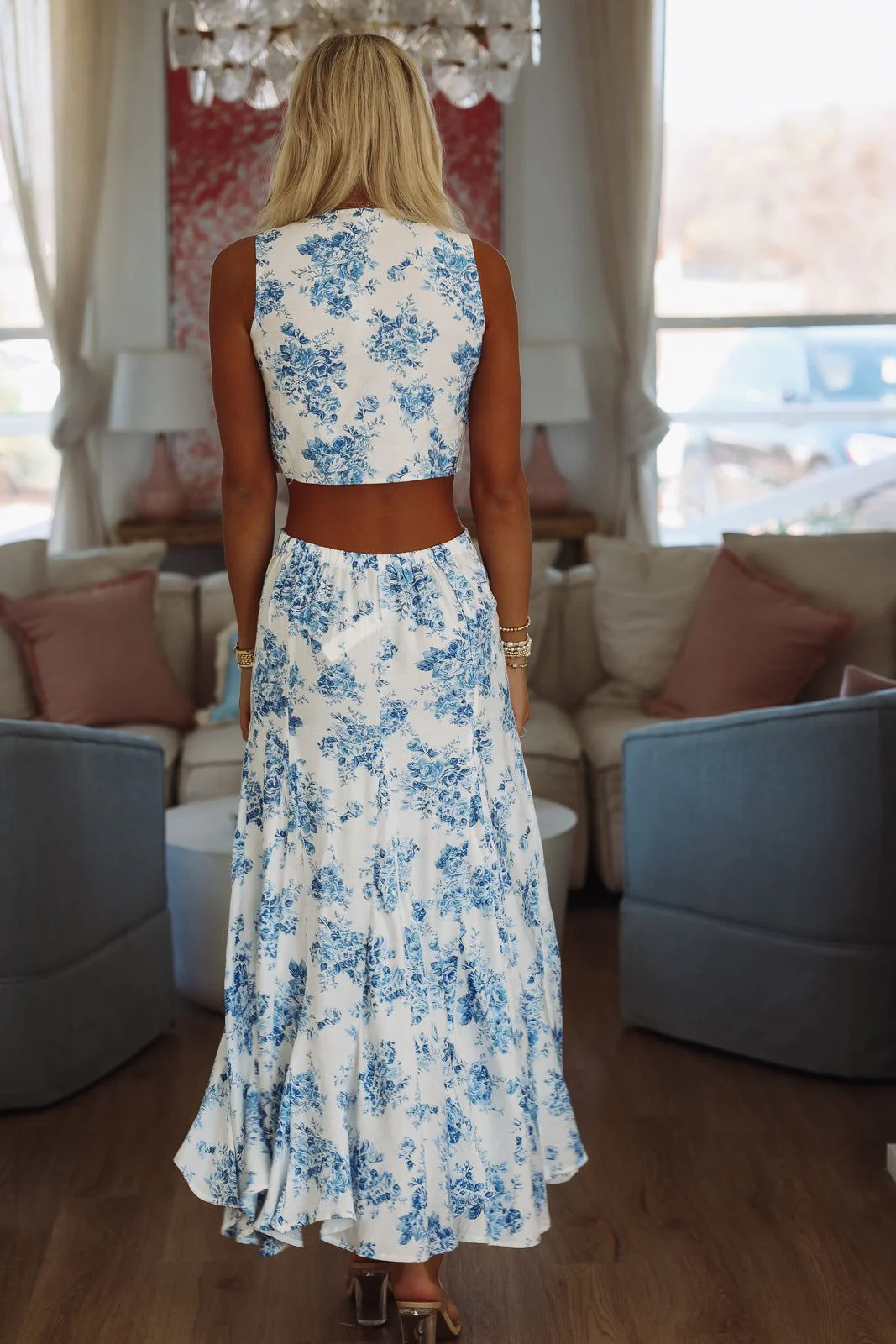 Azure Skies Maxi Skirt - White and Blue - Image 3