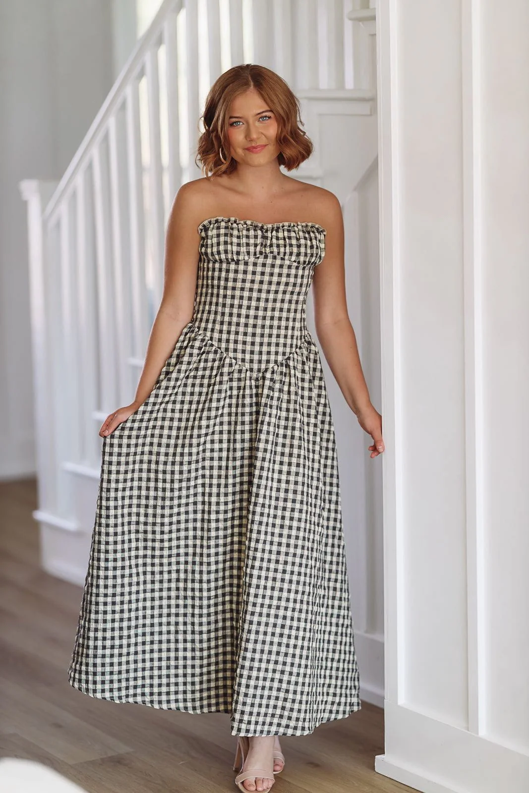 Bennett Maxi Dress - Navy Blue and Taupe - Image 2