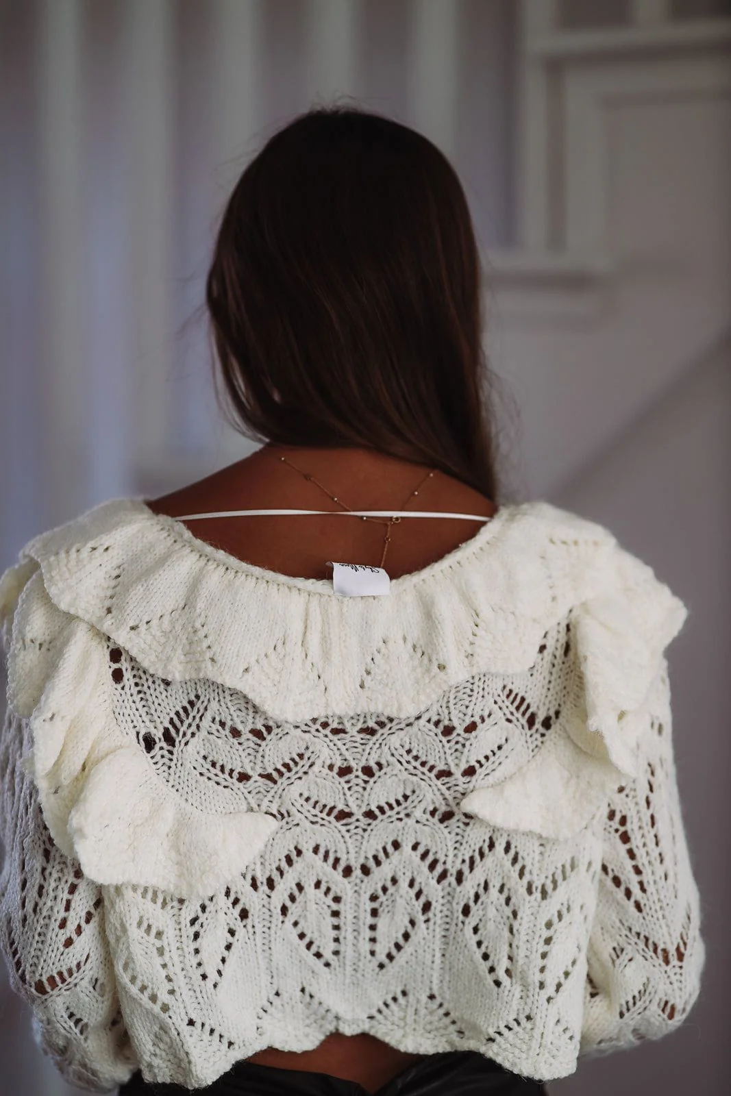 Bistro Brunch Crop Sweater Cardigan- Ivory (FINAL SALE) - Image 3