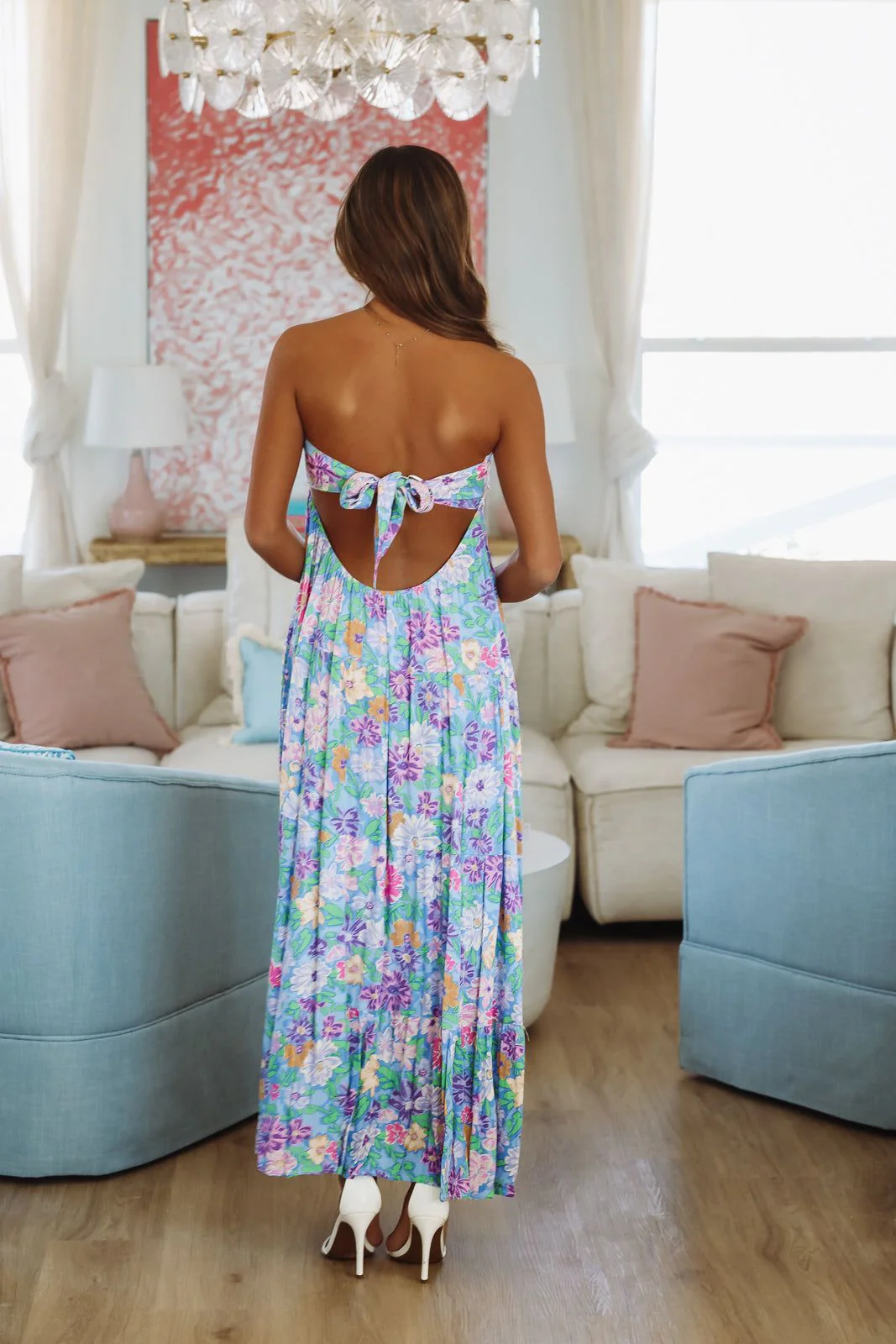 Bloom and Bliss Maxi Dress - Blue, Purple and Green - Image 3