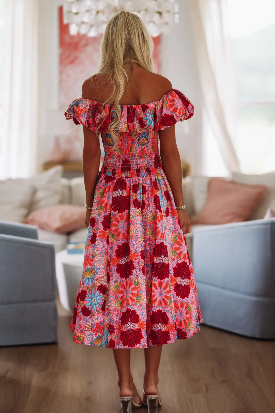 Boardwalk and Brunch Midi Dress - Pink, Red and Blue - Image 3