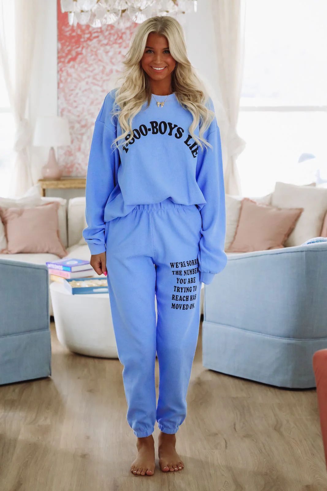 Boys Lie 1-800 Revamped Mac Slim Sweatpants - Blue - Image 3