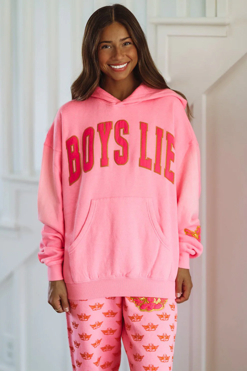 Boys Lie Not Your Puppet Racer Hoodie - Pink