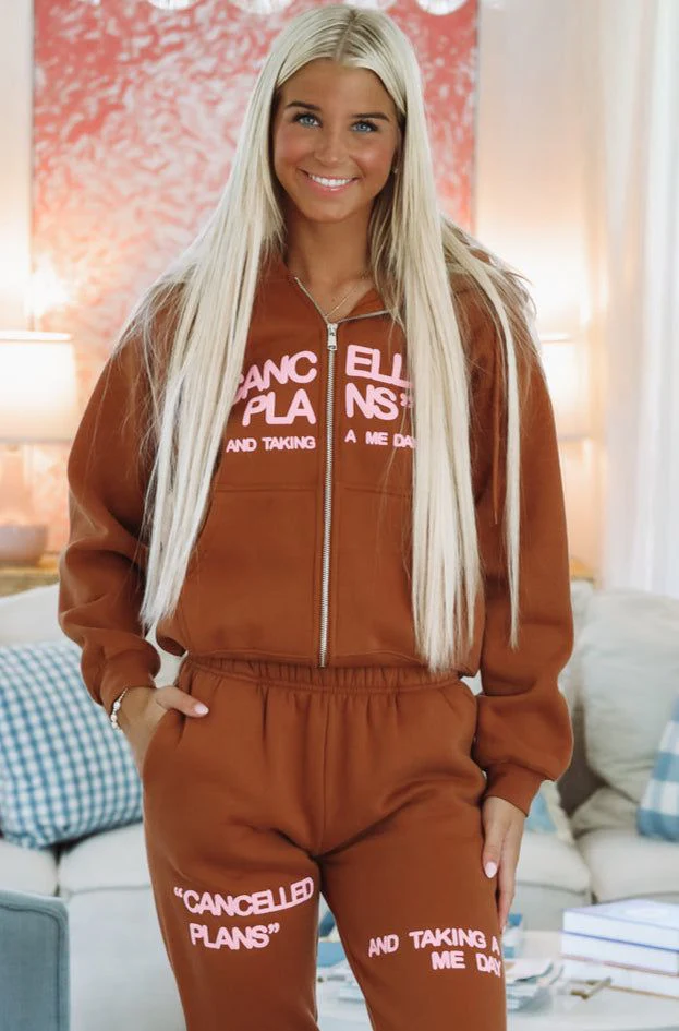 Canceled Plans Women's Me Day Zip Hoodie By Mayfair Group - Cinnamon
