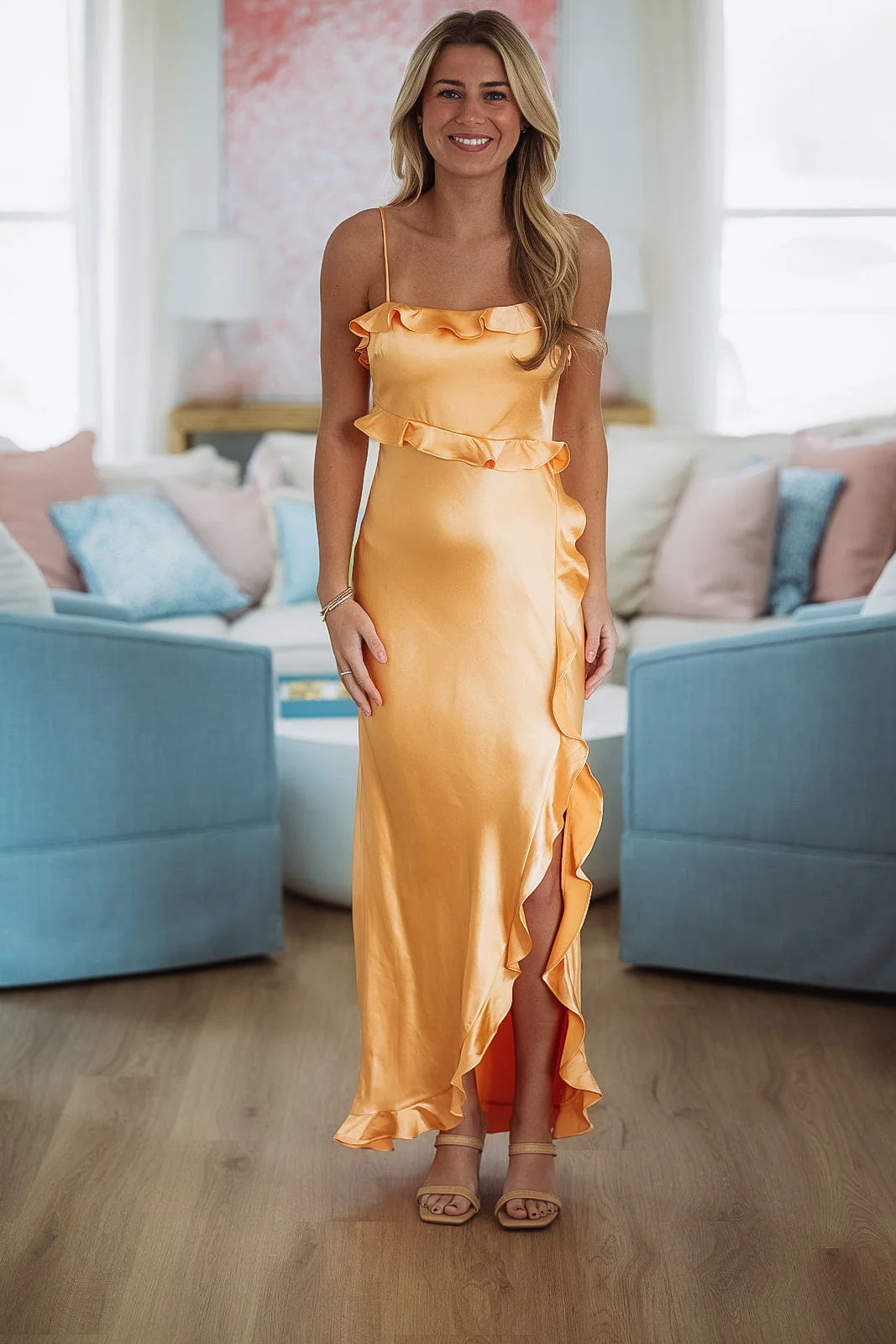 Citrus Spice Maxi Dress - Cantaloupe Orange - Image 2