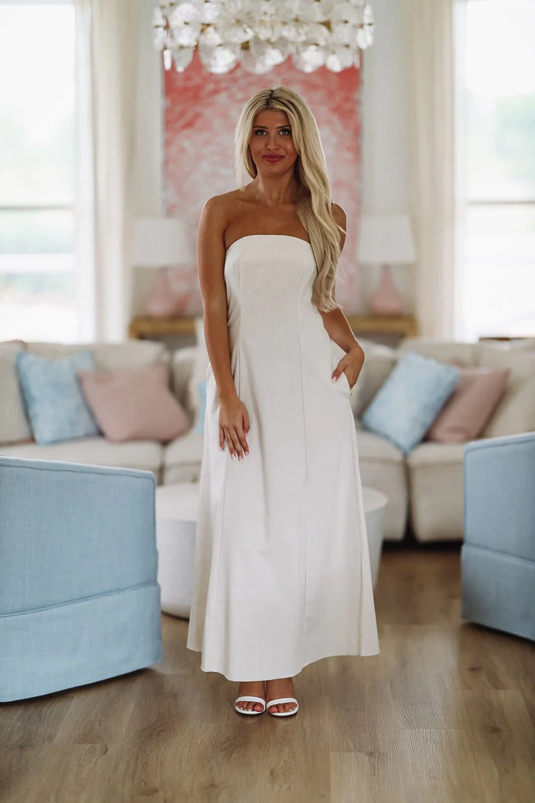 Classic in Linen Maxi Dress - Oatmeal - Image 3