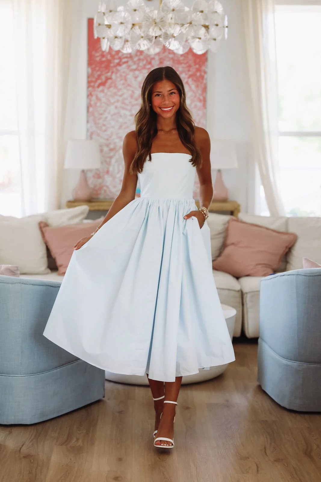 Coastal Sunrise Midi Dress - Light Blue - Image 2