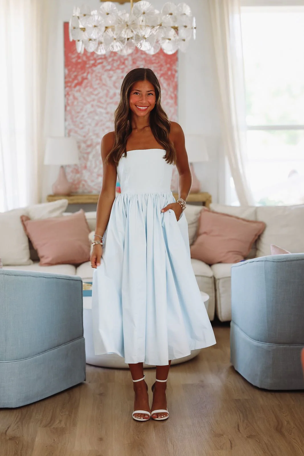Coastal Sunrise Midi Dress - Light Blue - Image 3