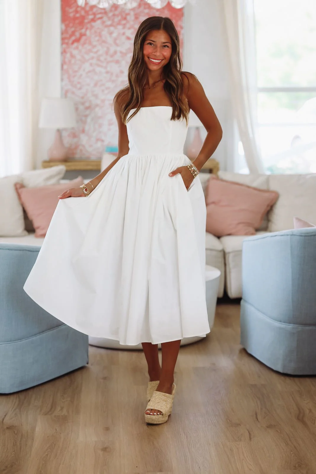 Coastal Sunrise Midi Dress - Off White - Image 2