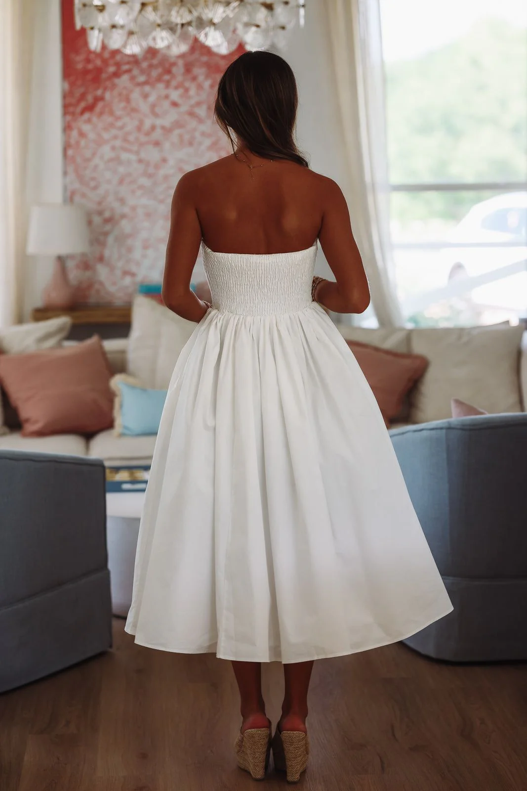 Coastal Sunrise Midi Dress - Off White - Image 3