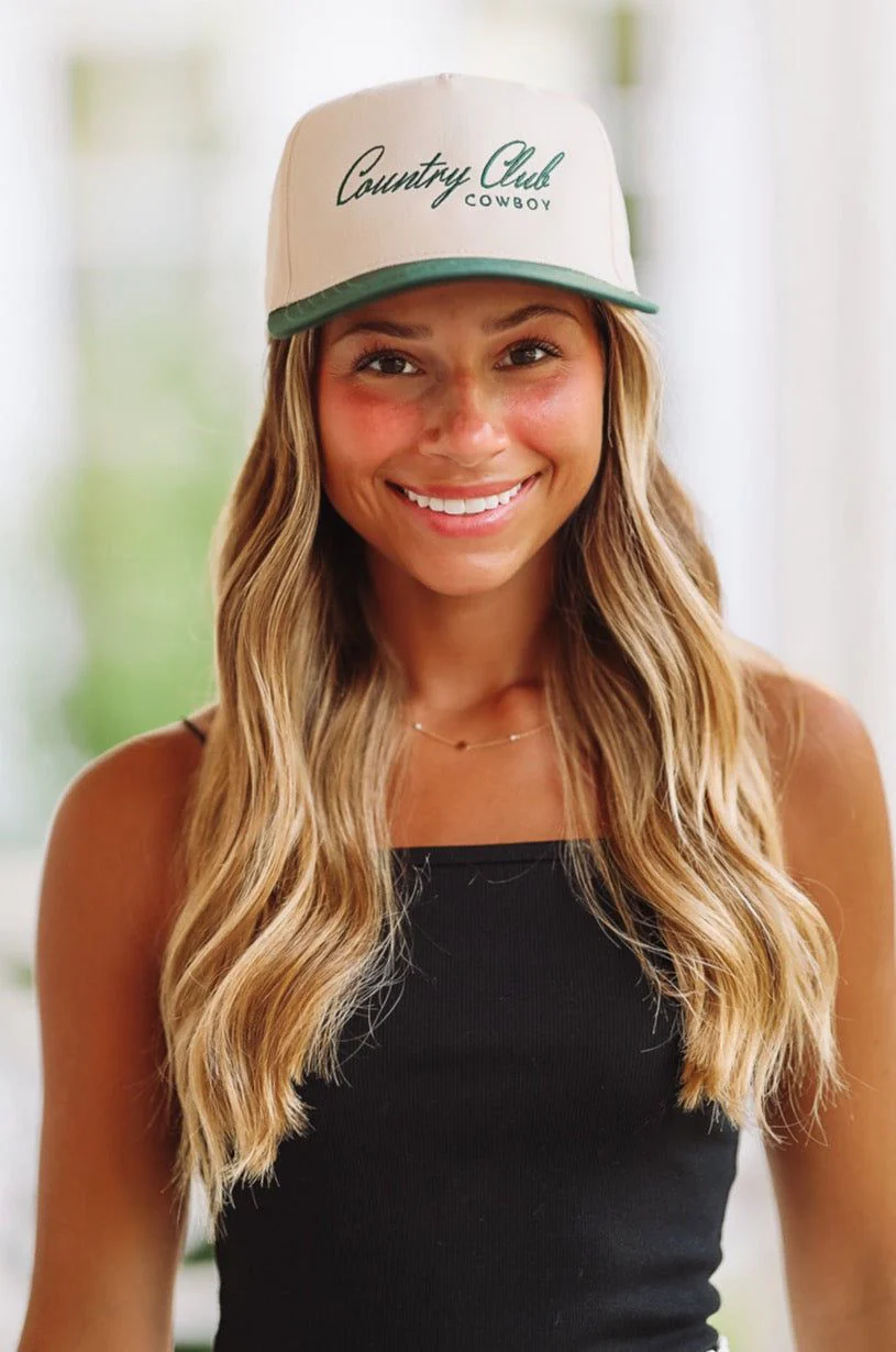 Country Club Cowboy Cap - Beige and Green