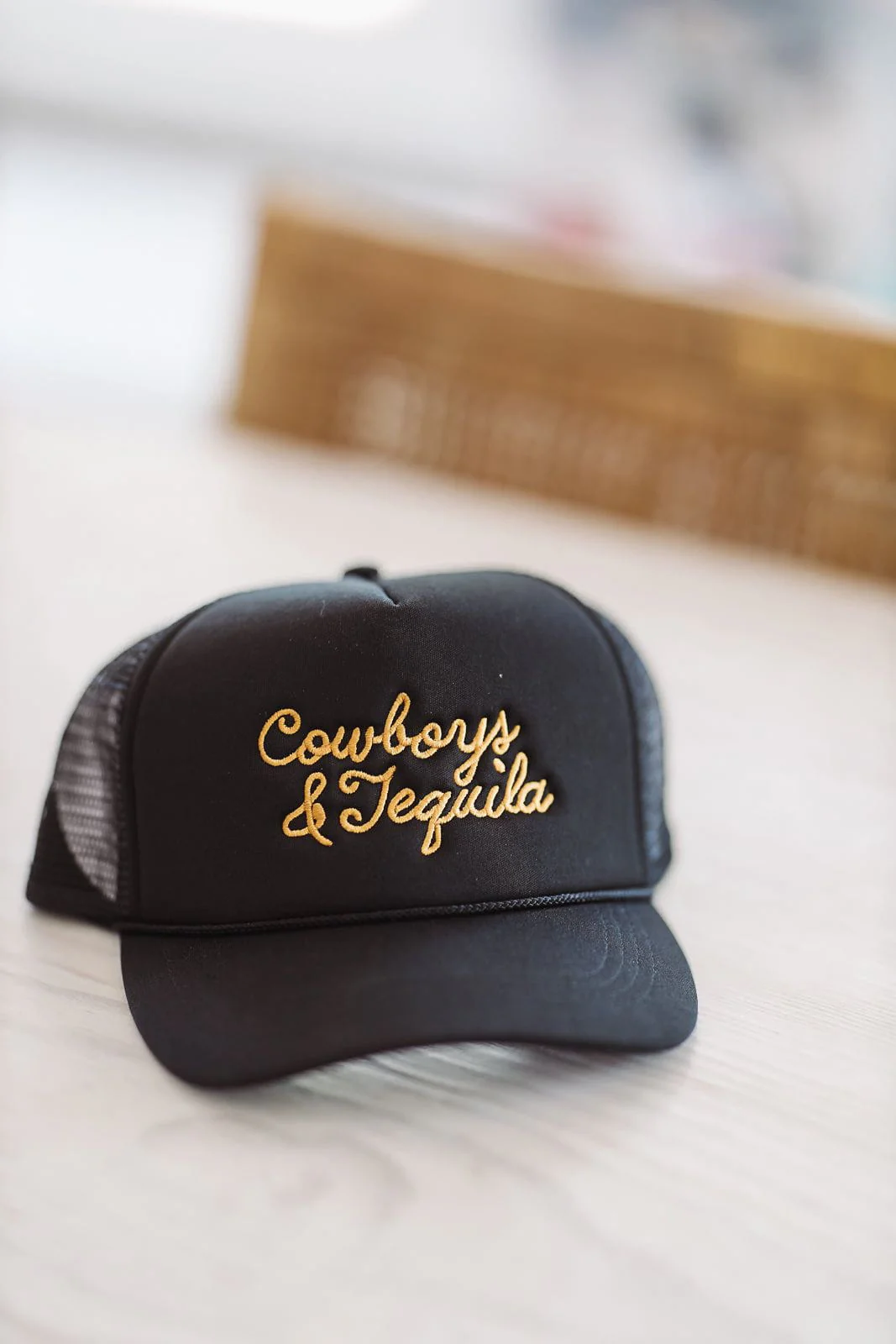 Cowboys & Tequila Embroidered Trucker Hat - Black