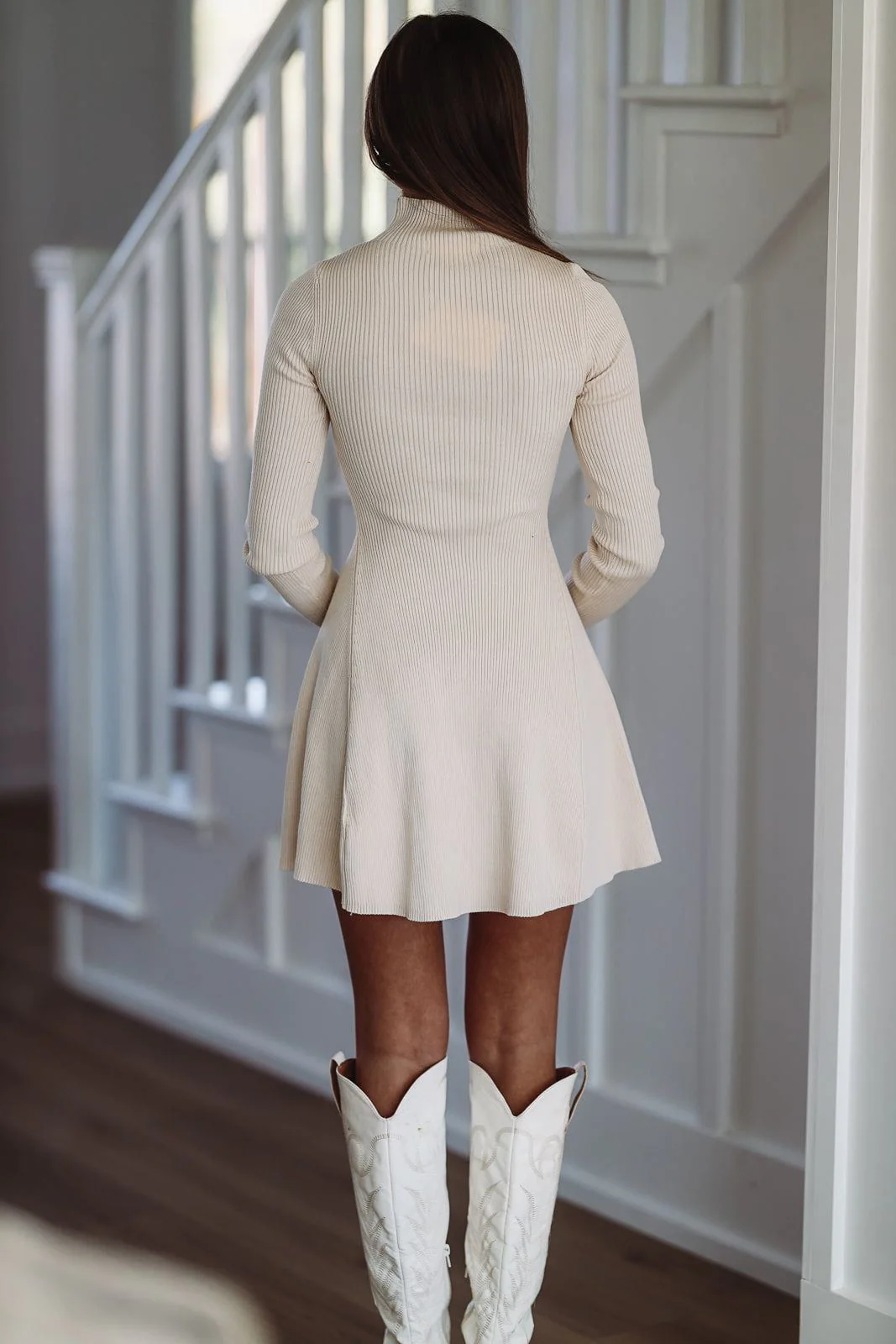 Cozy In Knit Sweater Mini Dress - Cream - Image 6