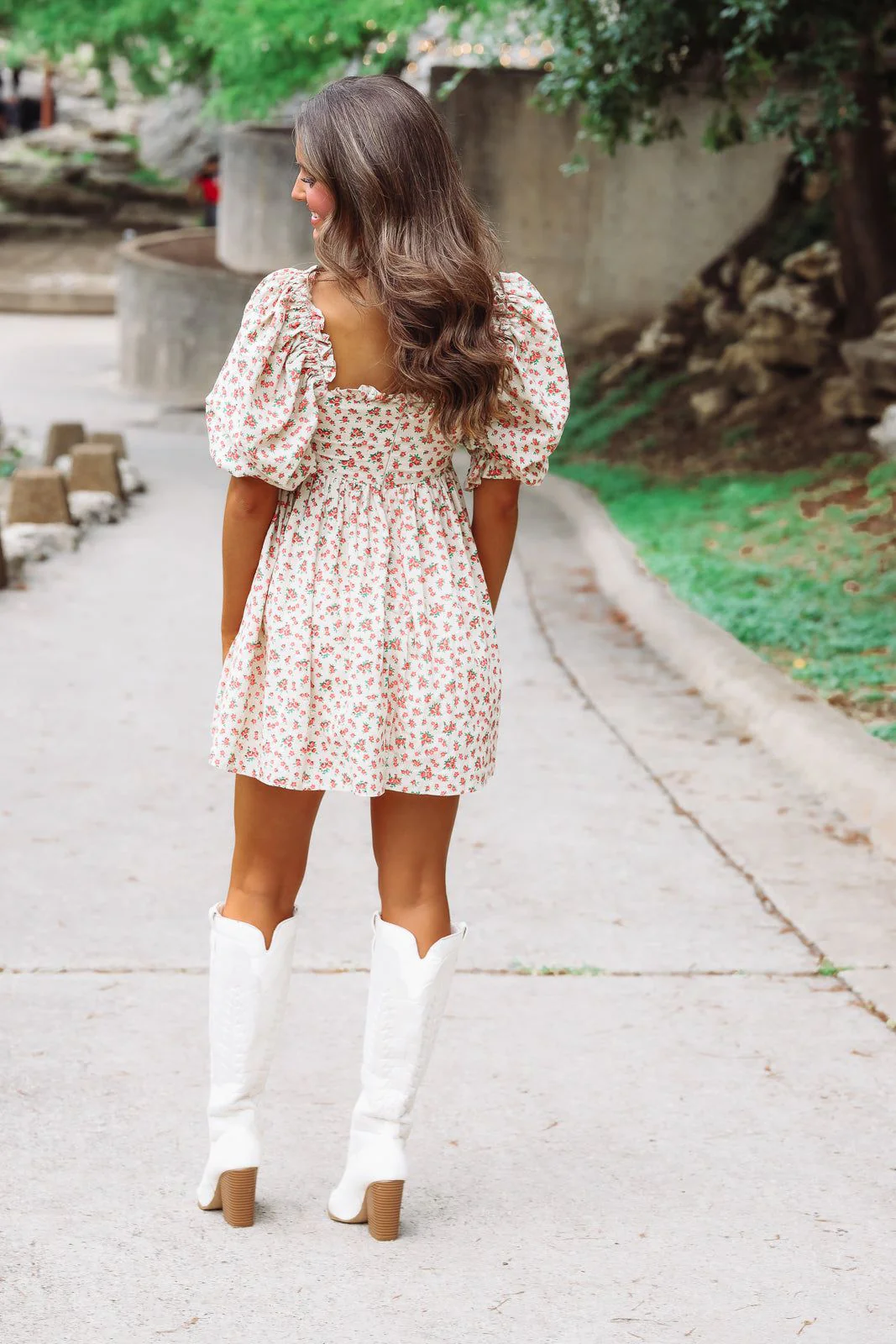 Daisie Mini Dress - Beige Orange and Green - Image 4