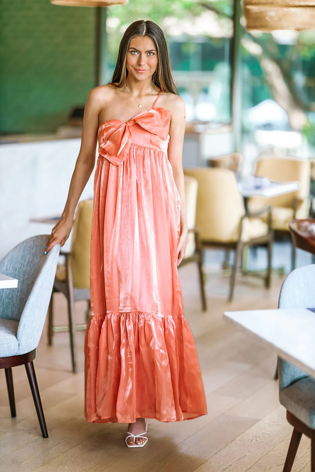 Dance Floor Bound Maxi Dress - Dark Peach