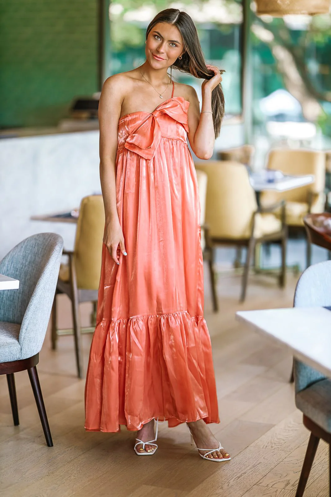 Dance Floor Bound Maxi Dress - Dark Peach - Image 2