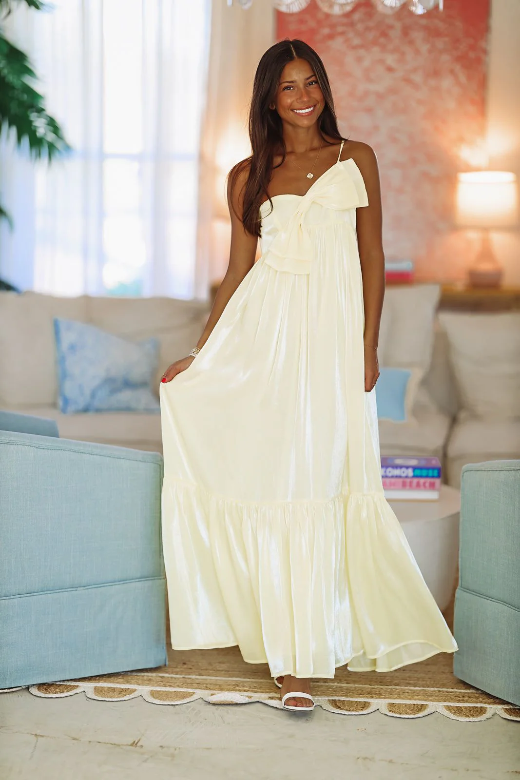 Dance Floor Bound Maxi Dress - Light Yellow - Image 3