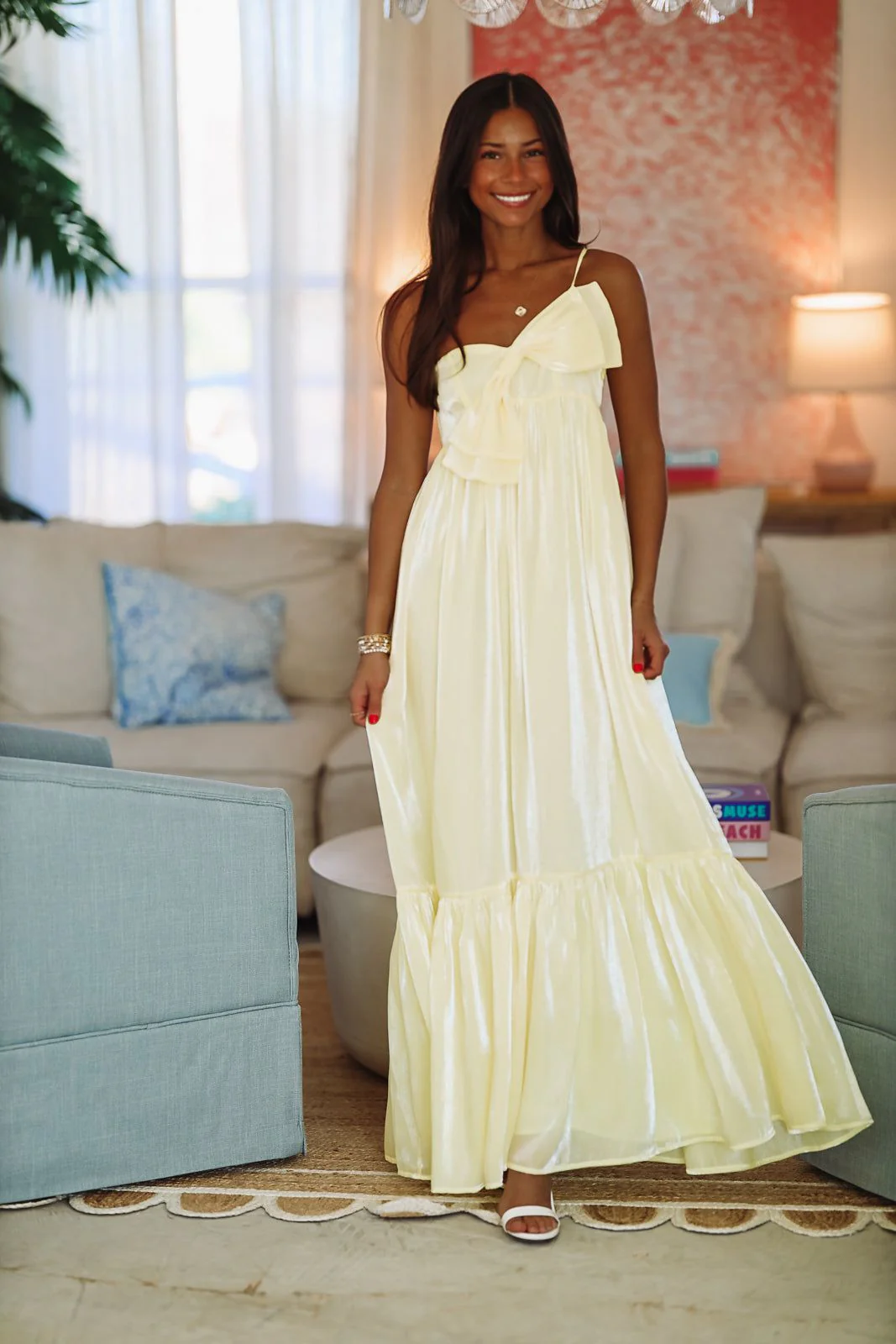 Dance Floor Bound Maxi Dress - Light Yellow - Image 4