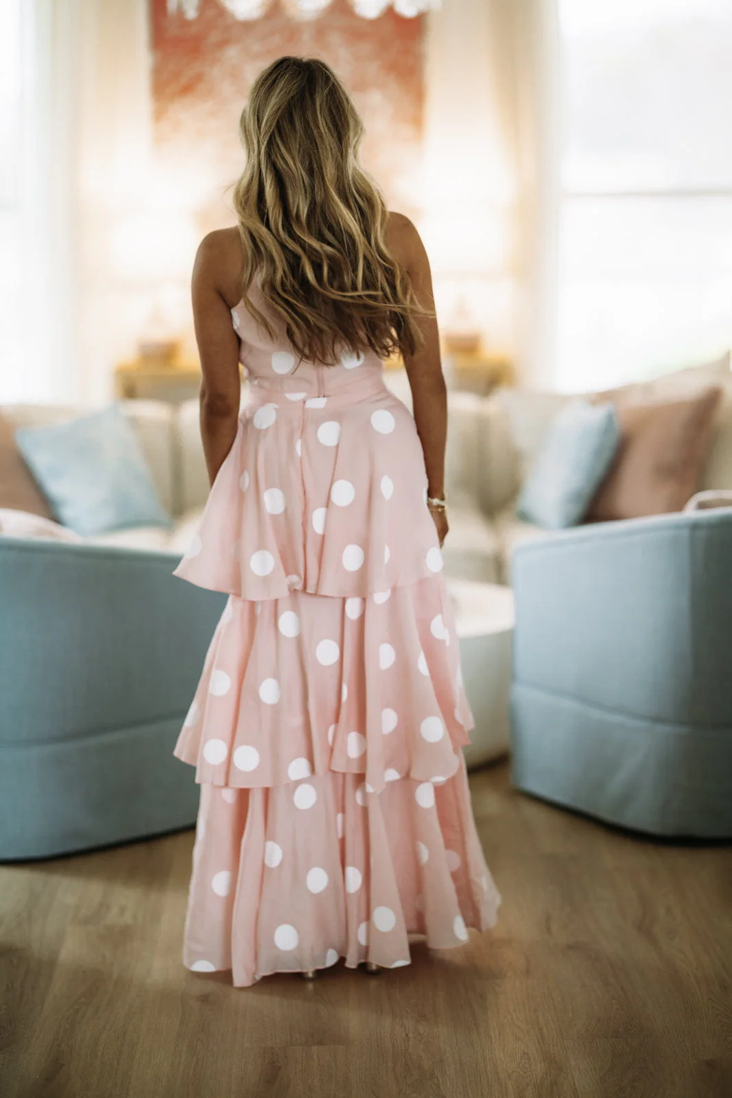 Dots For Days Top and Maxi Skirt Set - Baby Pink - Image 3