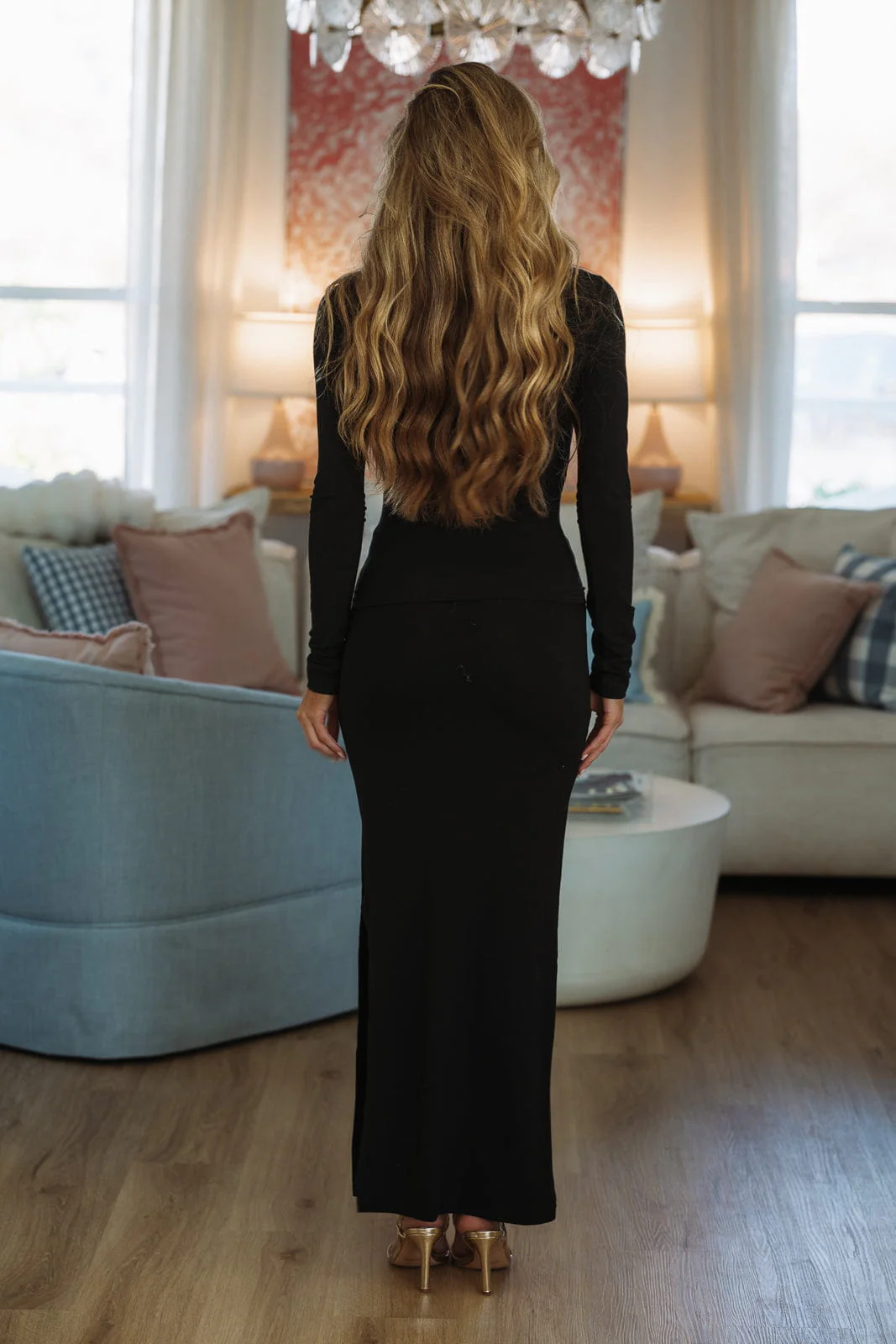 Duality Top and Maxi Skirt Set - Black - Image 4