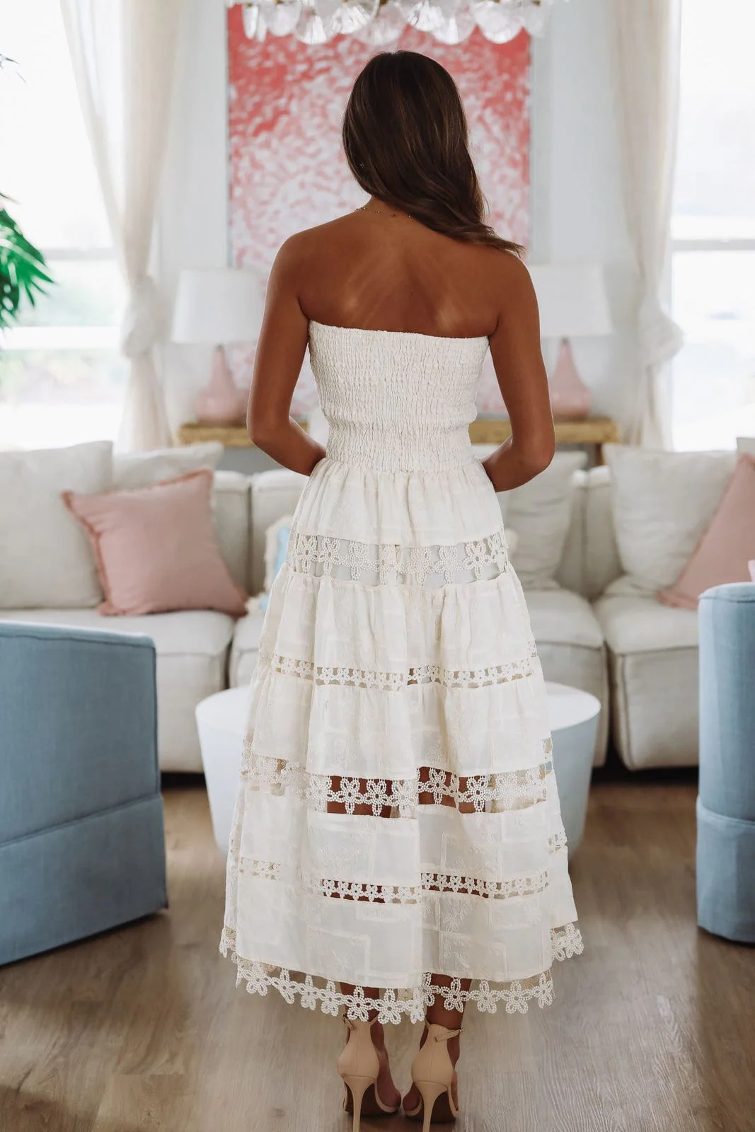 Early Evening Midi Dress - Cream - Image 3