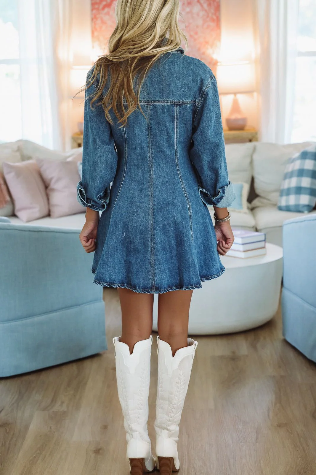 Every Moment Mini Dress - Denim - Image 3