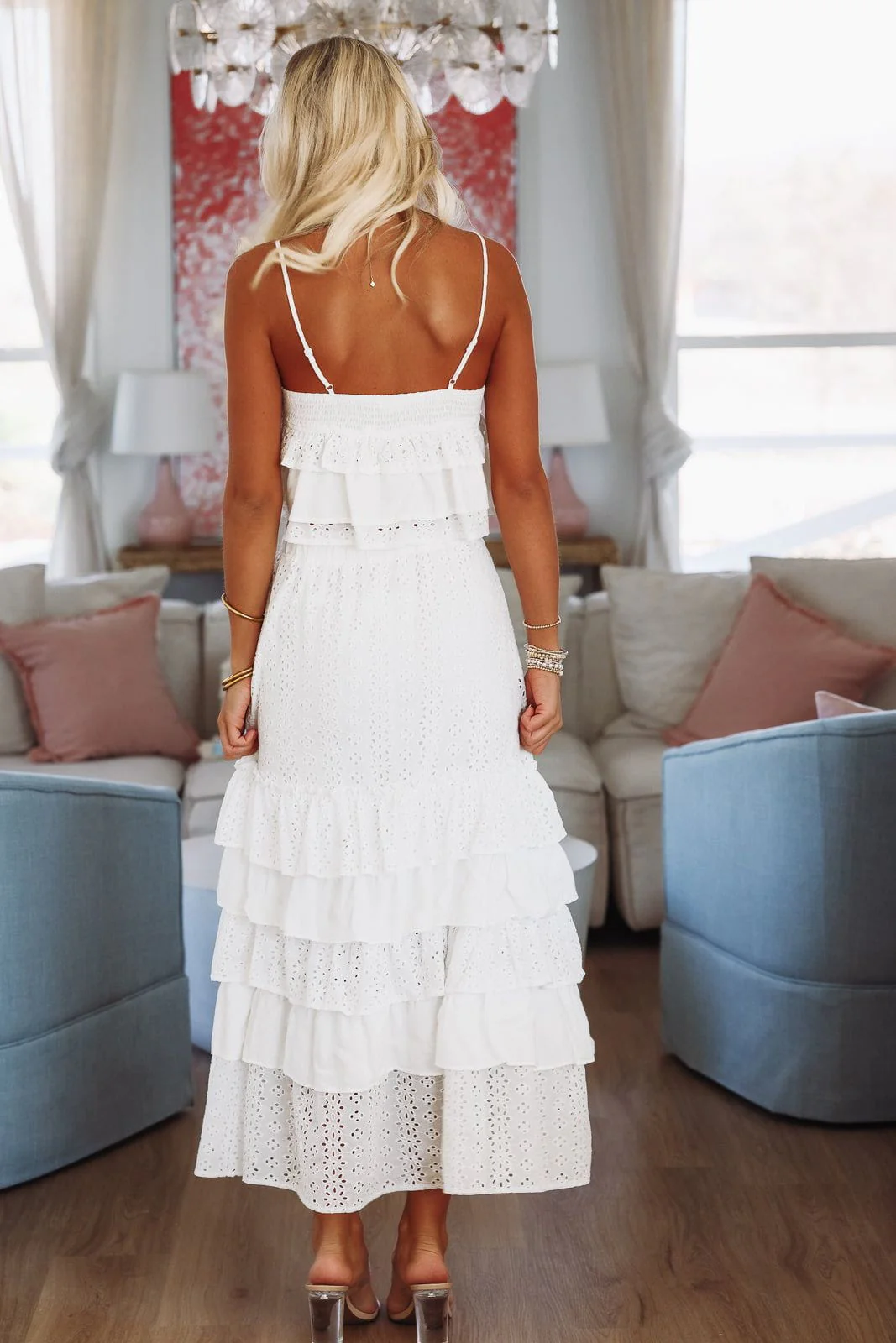 Eyelet Ruffled Maxi Skirt - White - Image 2