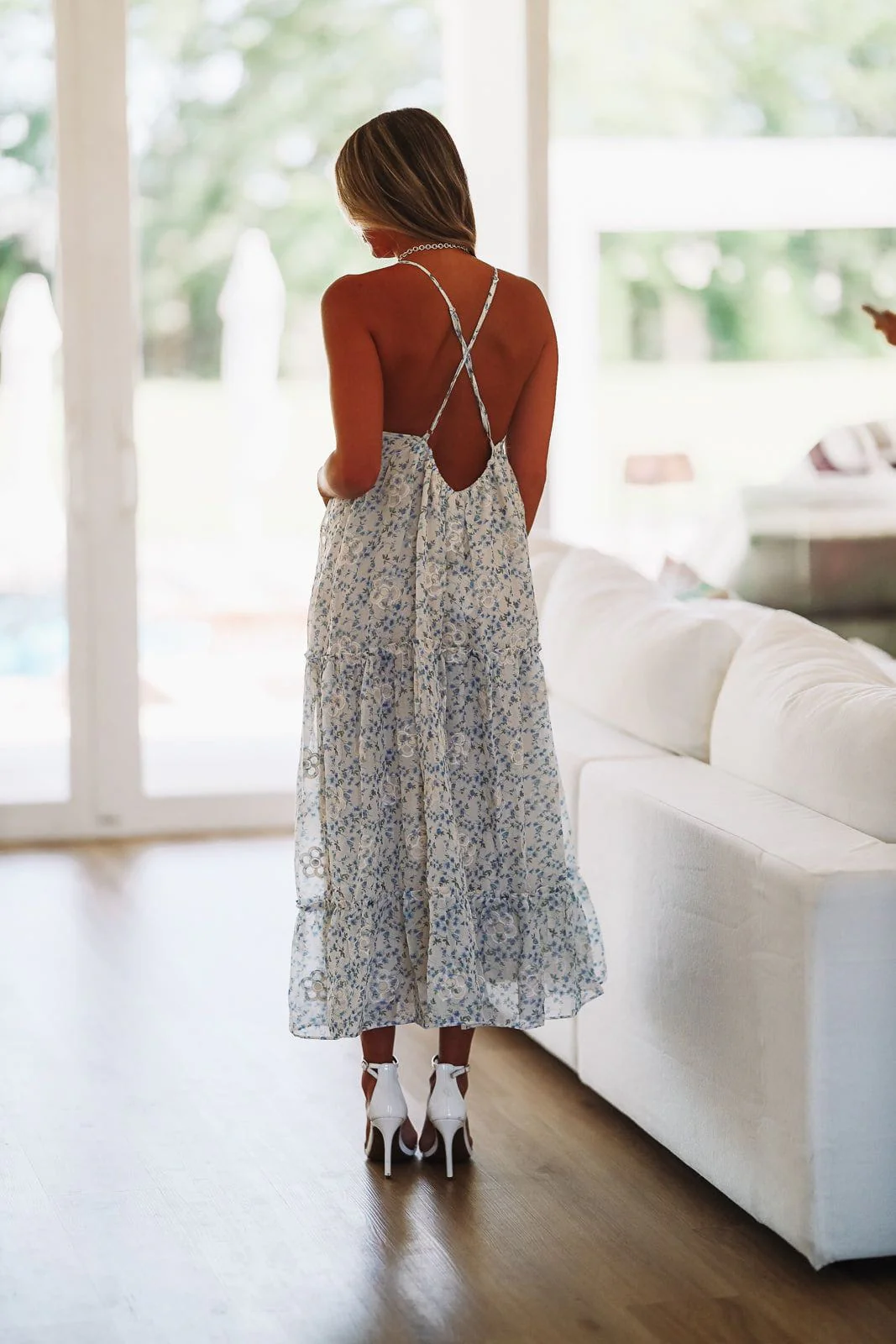 Fairy Godmother Maxi Dress - Cream and Blue - Image 3