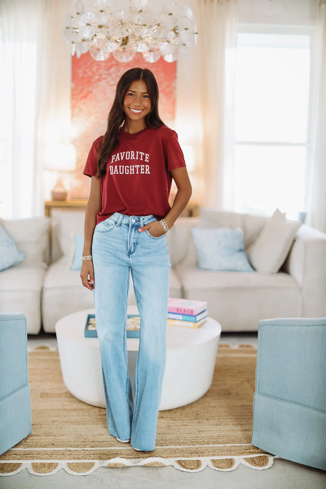 Favorite Daughter Cropped Collegiate Tee - Sangria Nights - Image 2