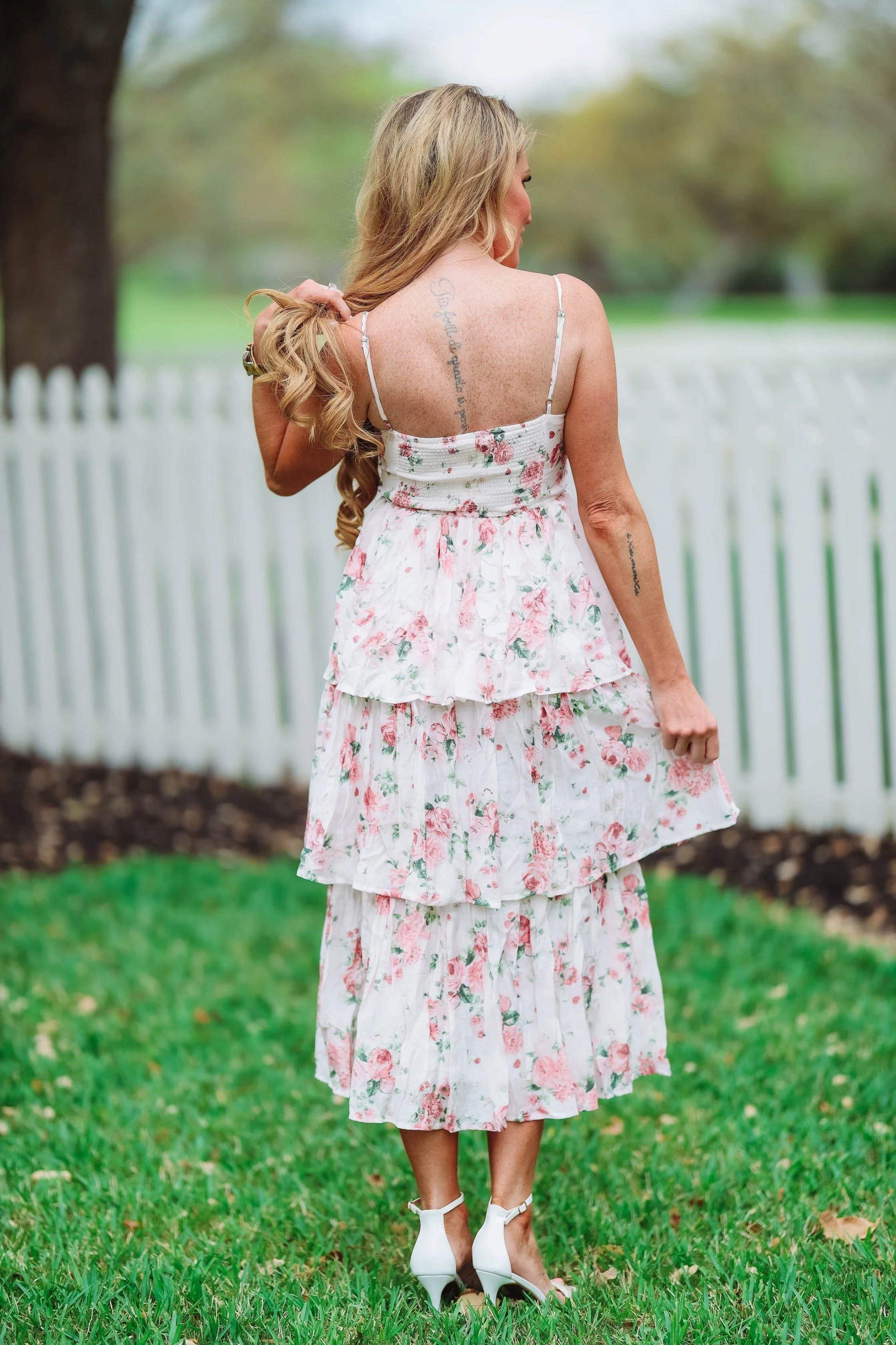 Feelings For You Midi Dress - Ivory and Pink - Image 3