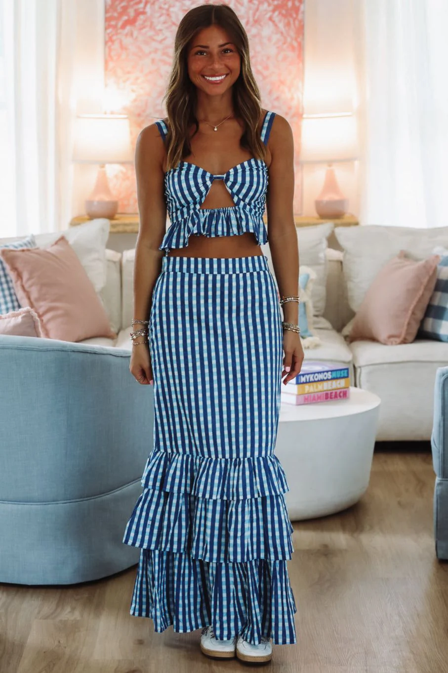 Final Play Top and Maxi Skirt Set - Blue and White - Image 2