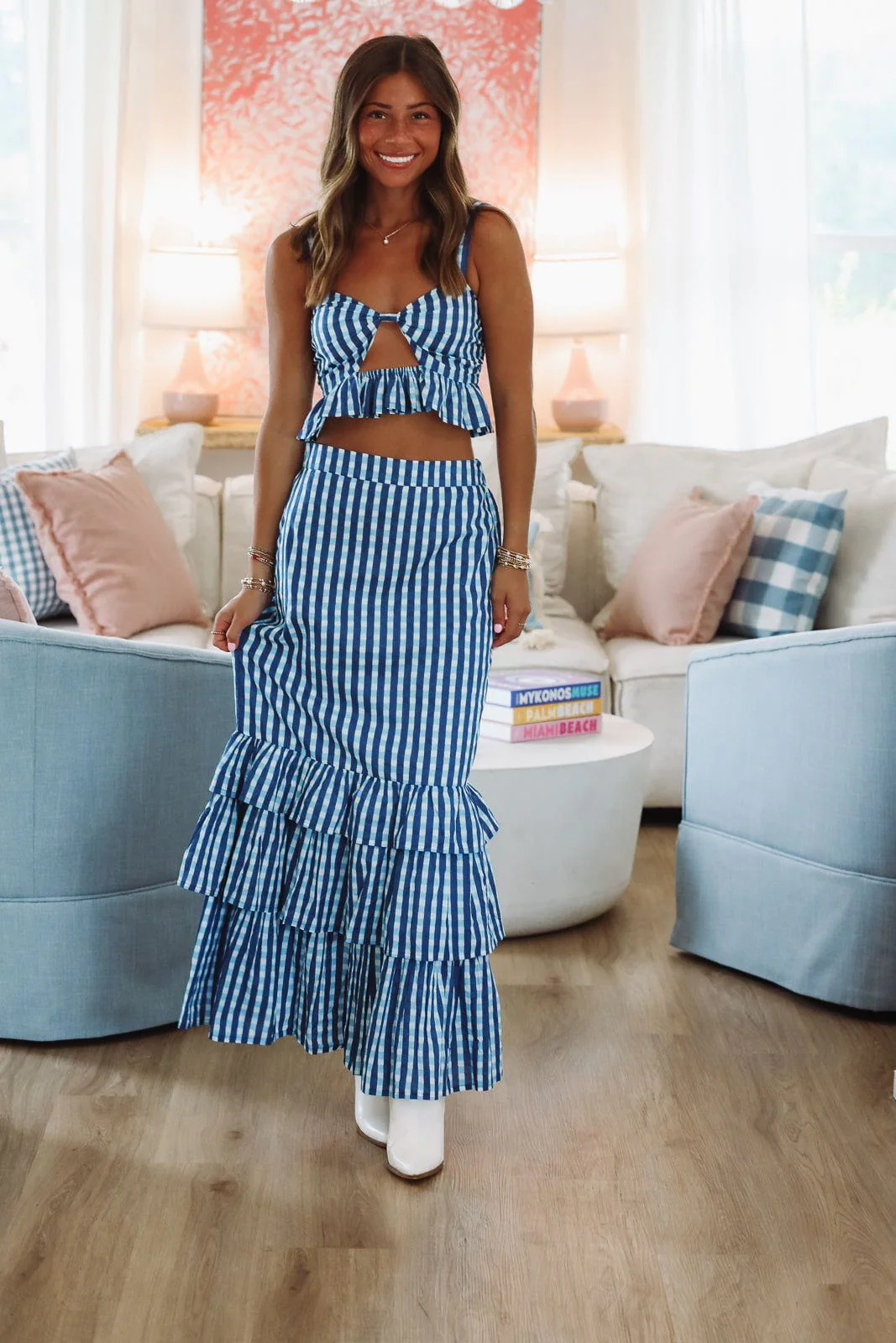 Final Play Top and Maxi Skirt Set - Blue and White - Image 3