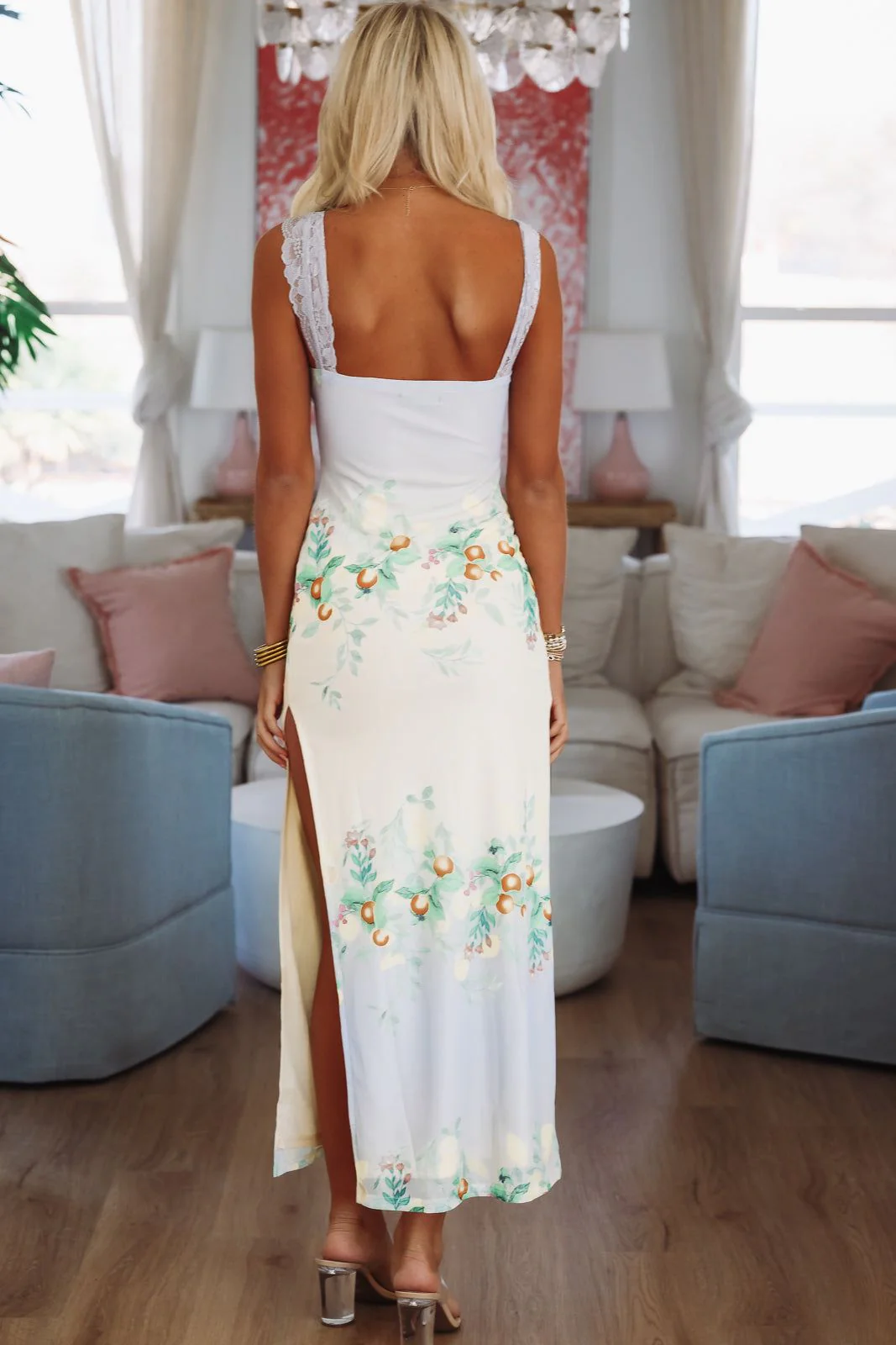 Flirtatious Maxi Dress Gown - Light Blue and Yellow - Image 4