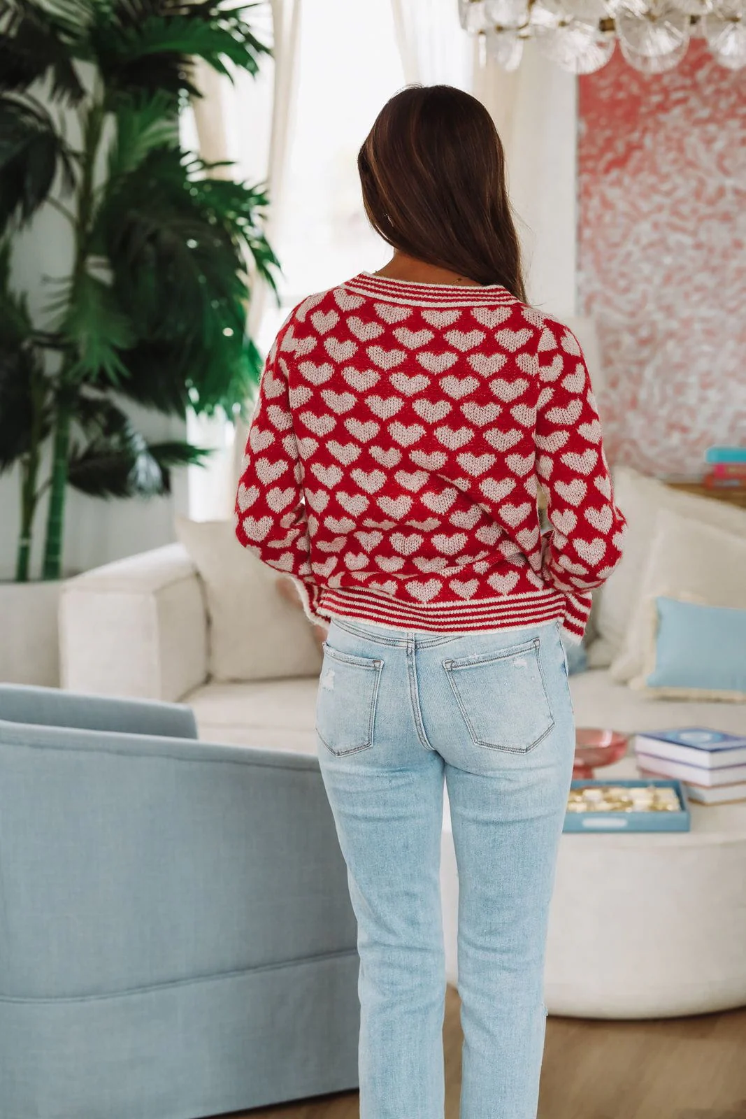 Full of Hearts Cardigan - Red - Image 3