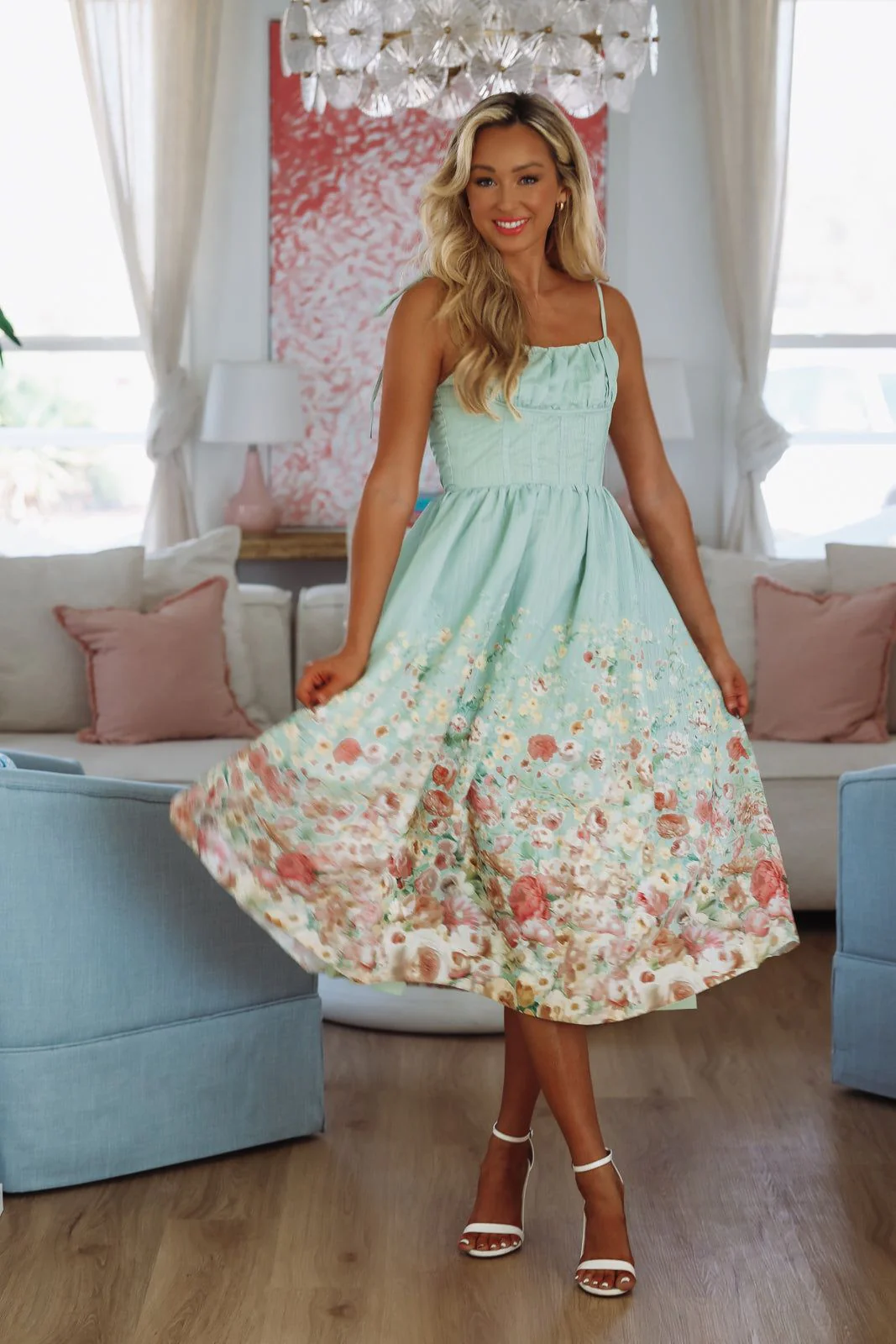Garden Essence Midi Dress - Sage - Image 2