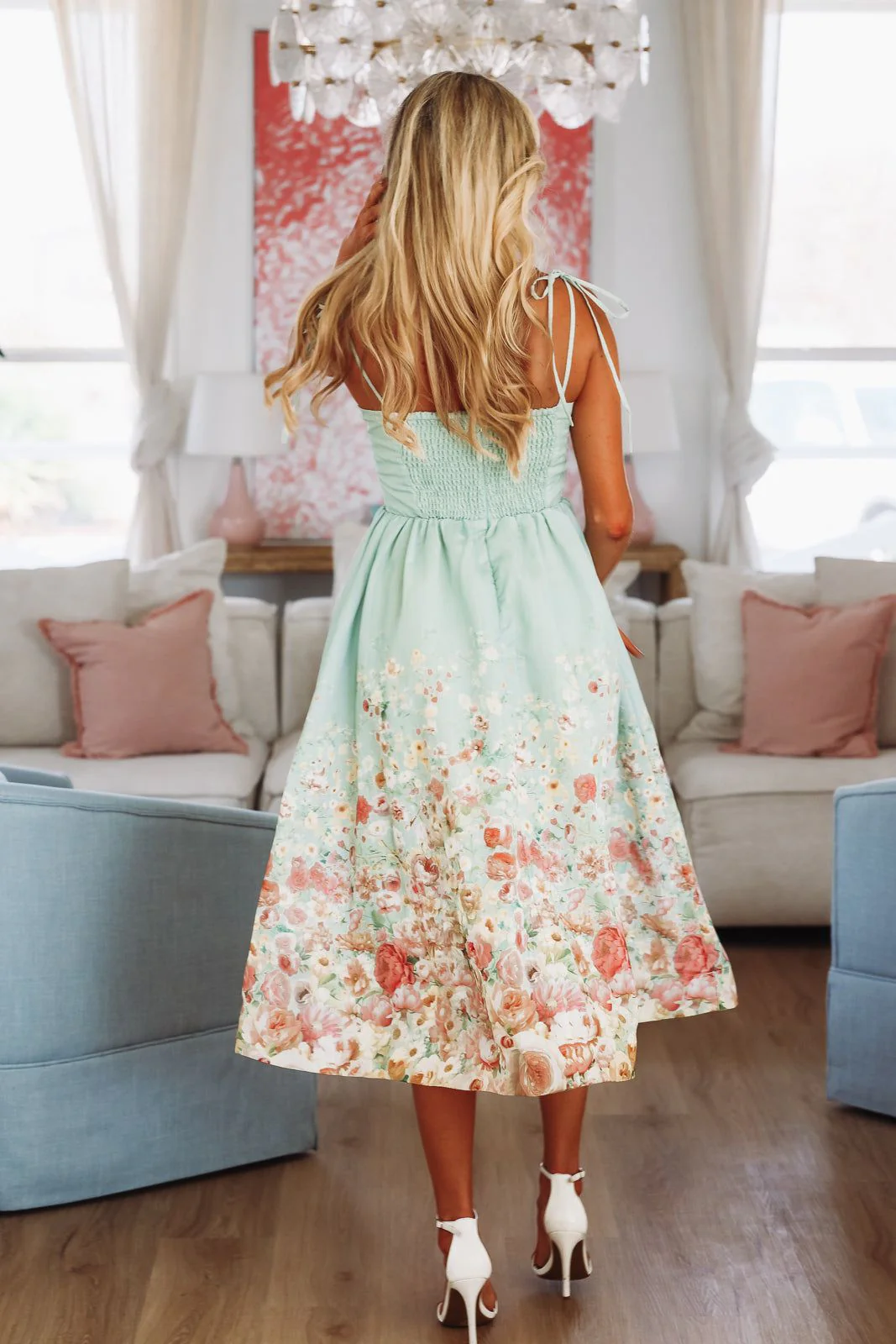 Garden Essence Midi Dress - Sage - Image 3