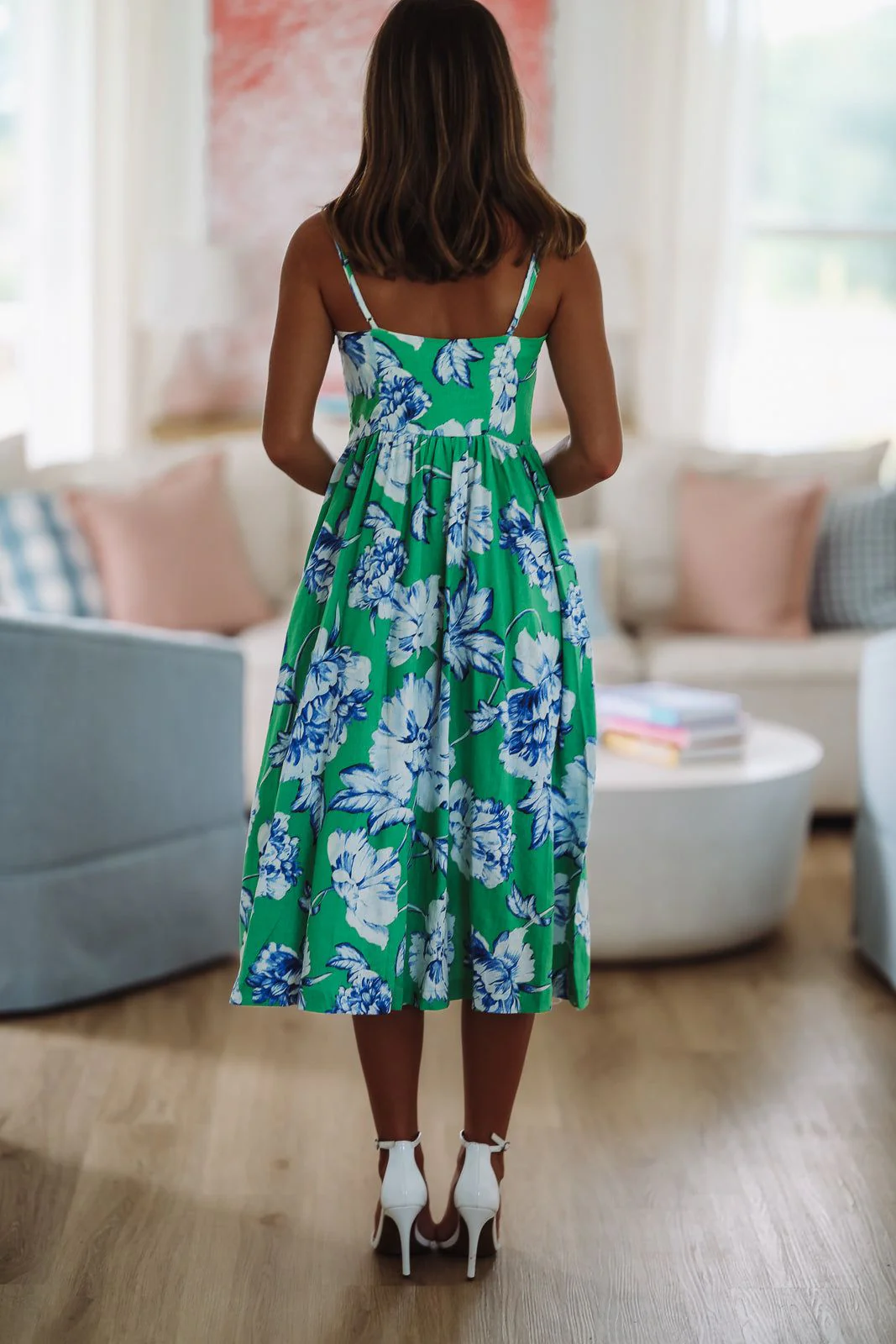 Gonna Find Ya Midi Dress - Green, White and Blue - Image 3