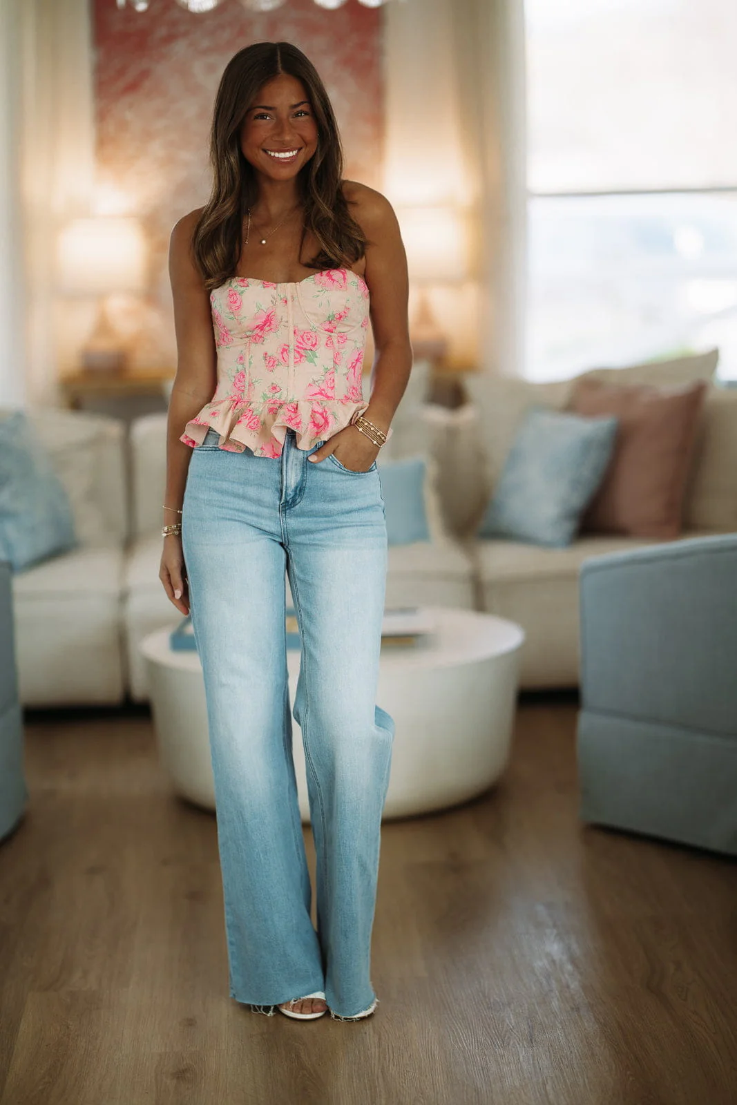 Good Idea Floral Corset Top - Pink - Image 2