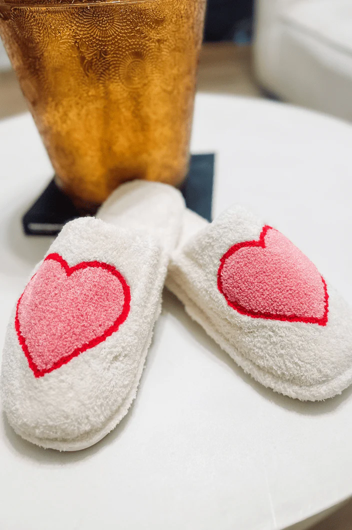 Have My Heart Slippers - White , Pink and Red