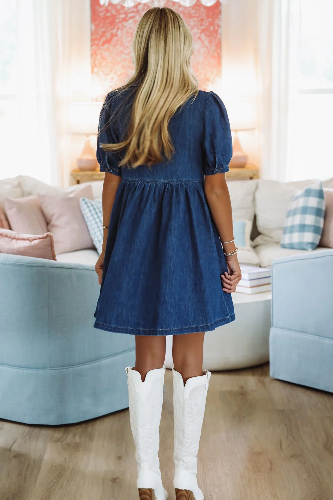 Headed to the Ryman Mini Dress - Indigo Denim - Image 3