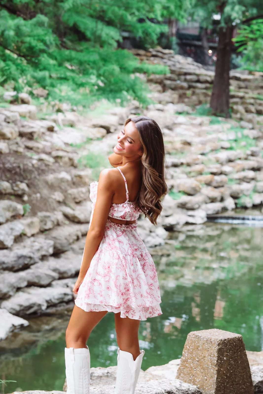 Heaven Sent Mini Dress - Maroon and White (FINAL SALE) - Image 4
